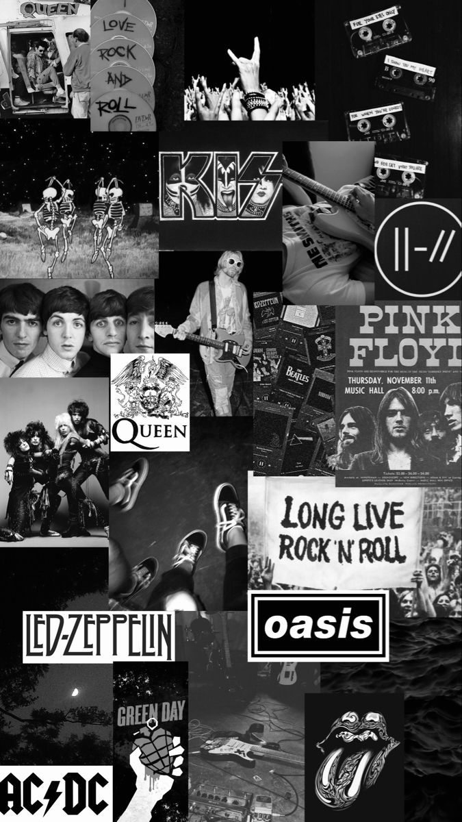 A collage of rock and roll band logos - Punk