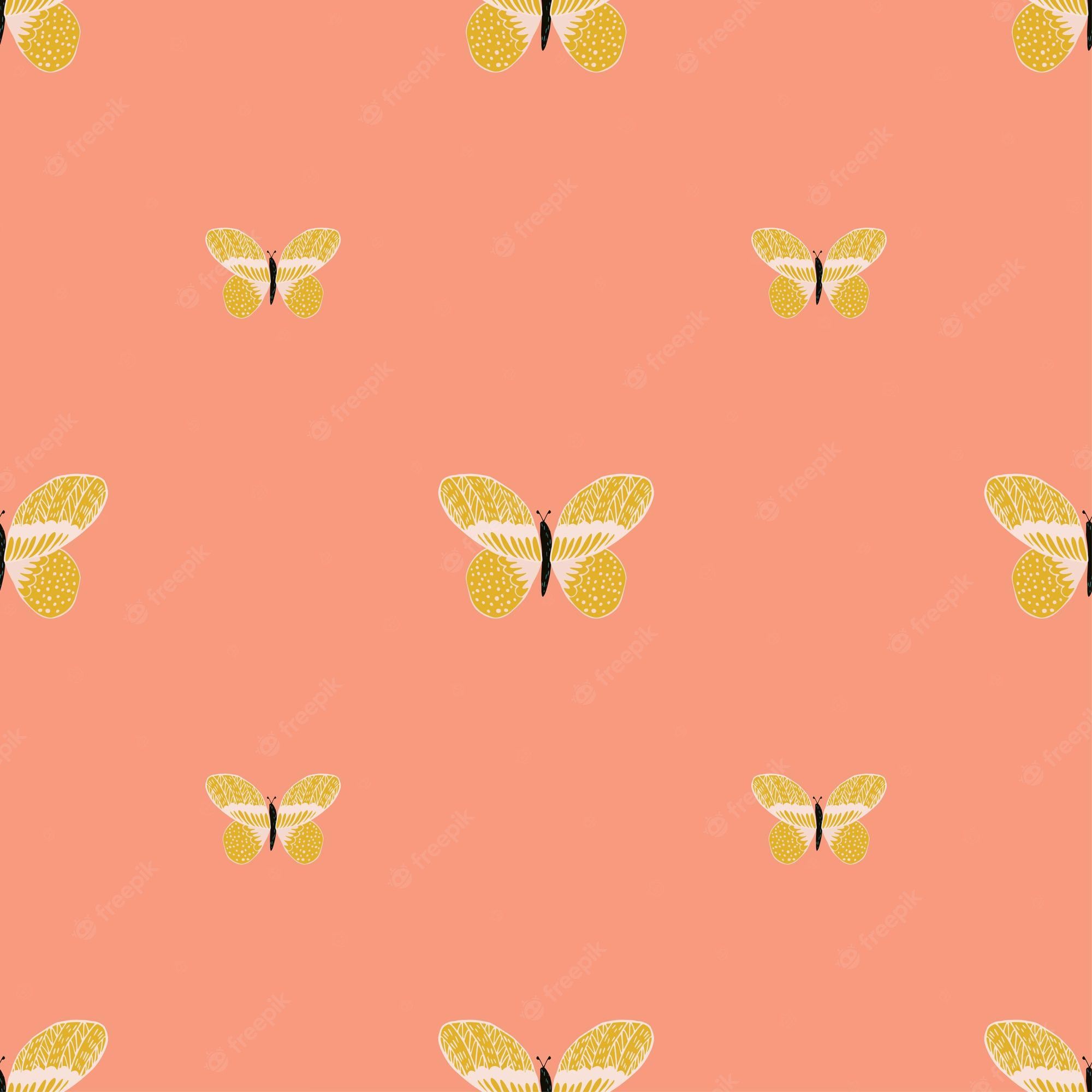 Seamless pattern with butterflies on a pink background - Butterfly