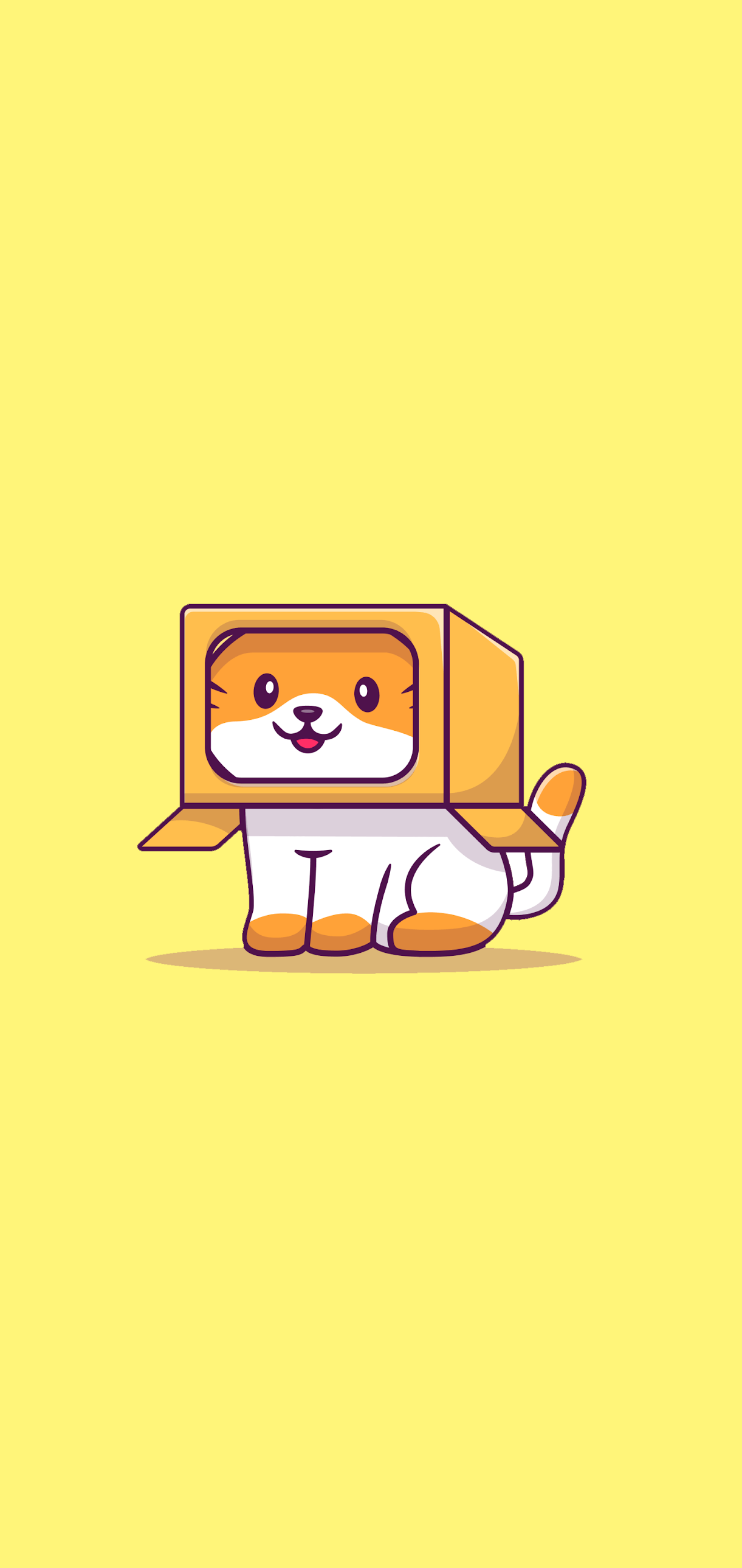 A cute illustration of a cat wearing a box as a helmet. - Duck