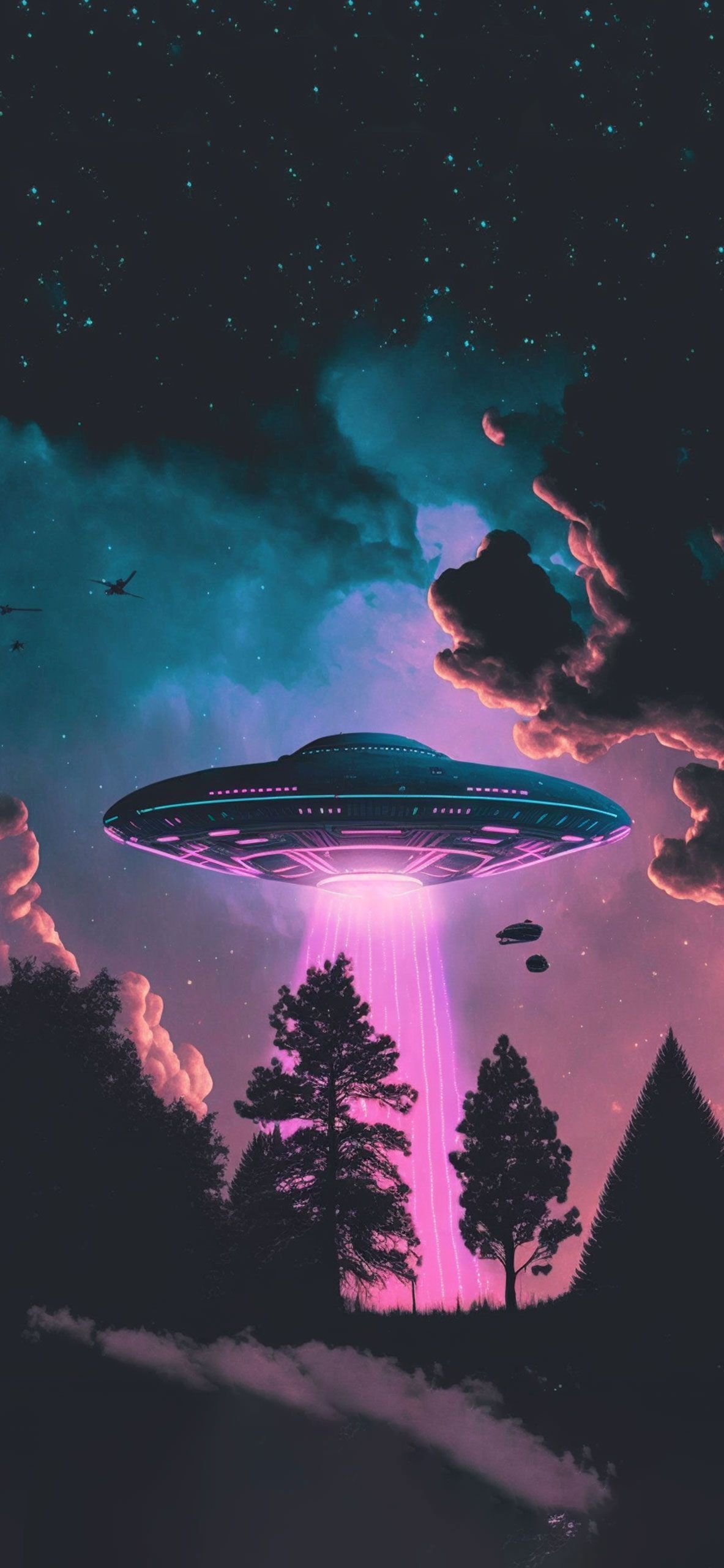 UFO Abduction Beam Aesthetic Wallpaper Wallpaper iPhone