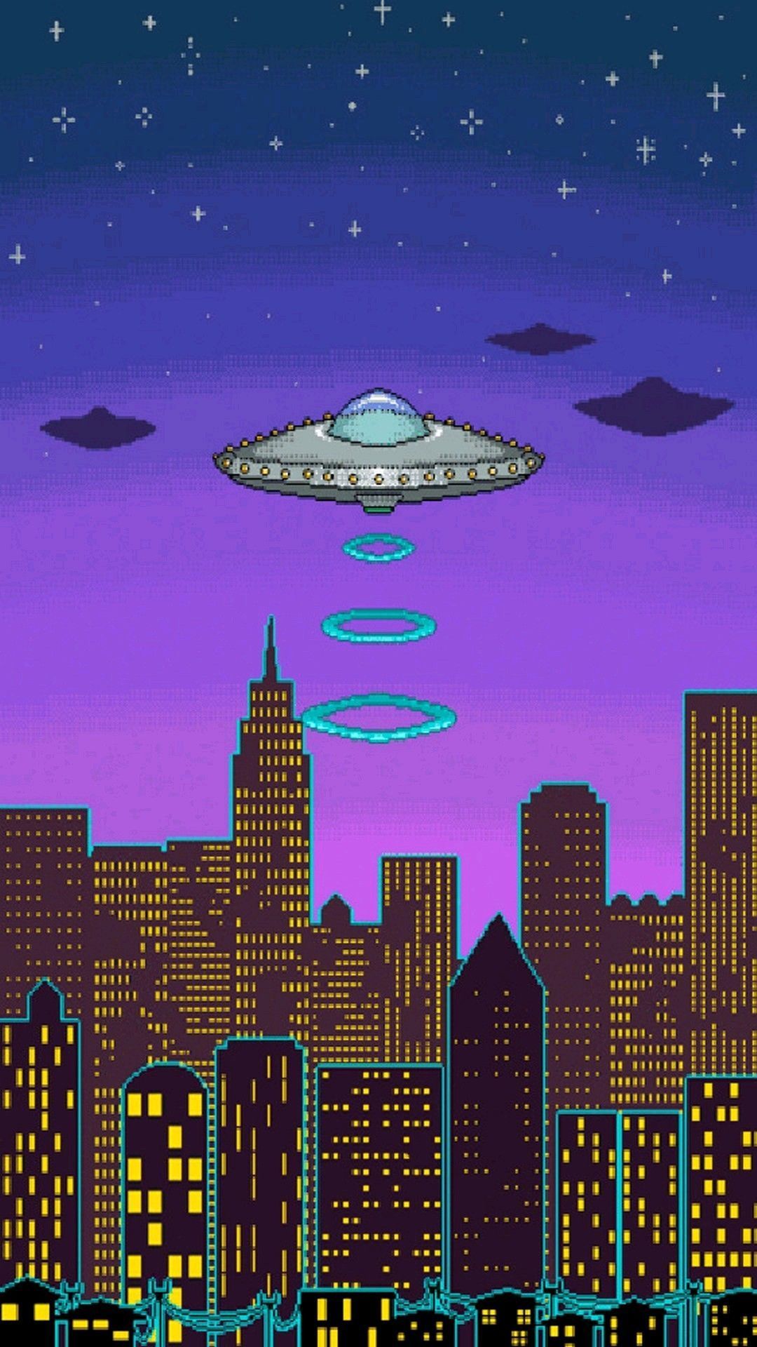 1080x1920 Ufo above the city wallpaper for iPhone and Android - Alien
