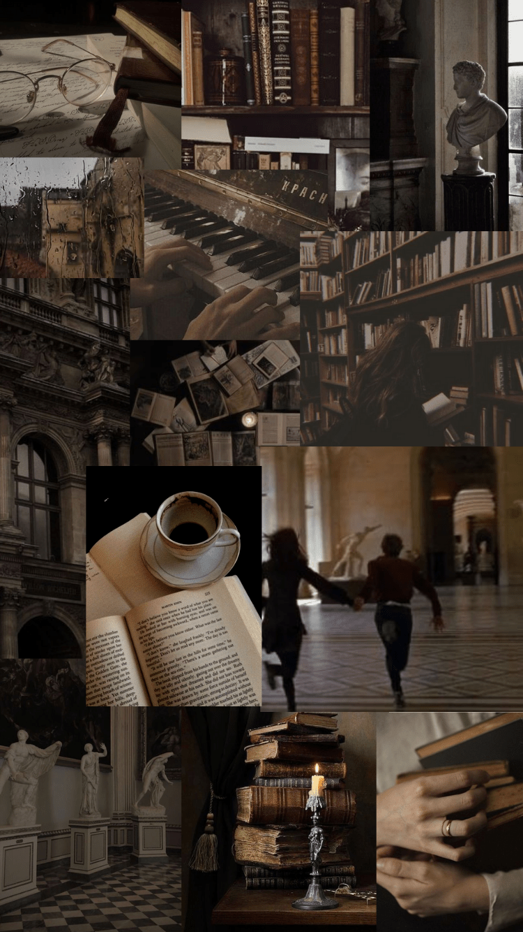 Aesthetic background for a book lover - Dark academia, royalcore