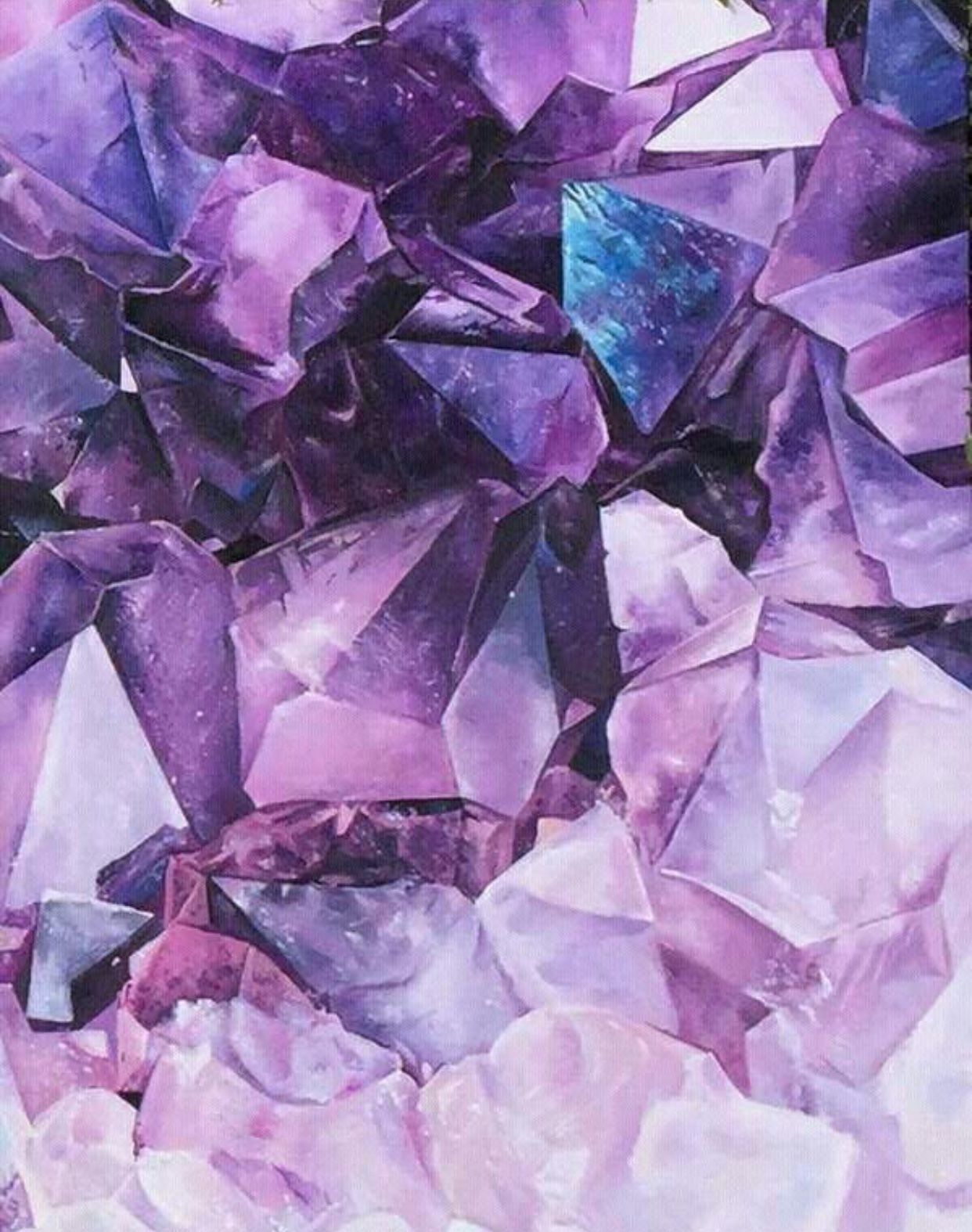 A close up of purple and blue crystals - Silver