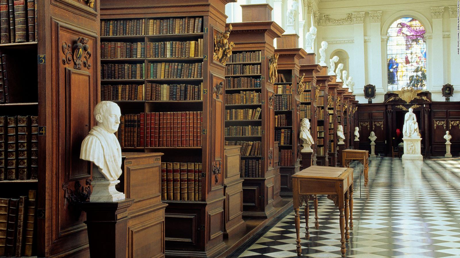 A library with many books and statues - Dark academia, TikTok