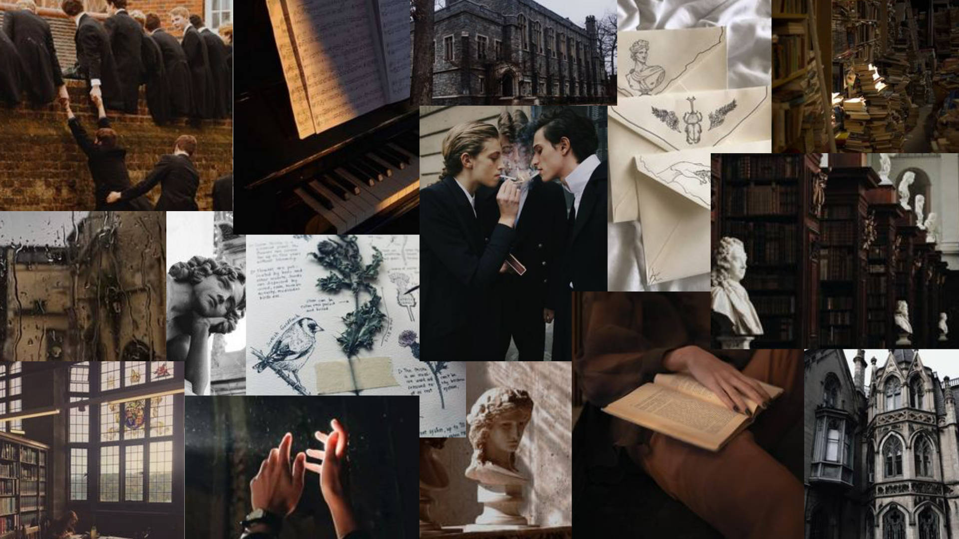 A collage of pictures with different images - Dark academia