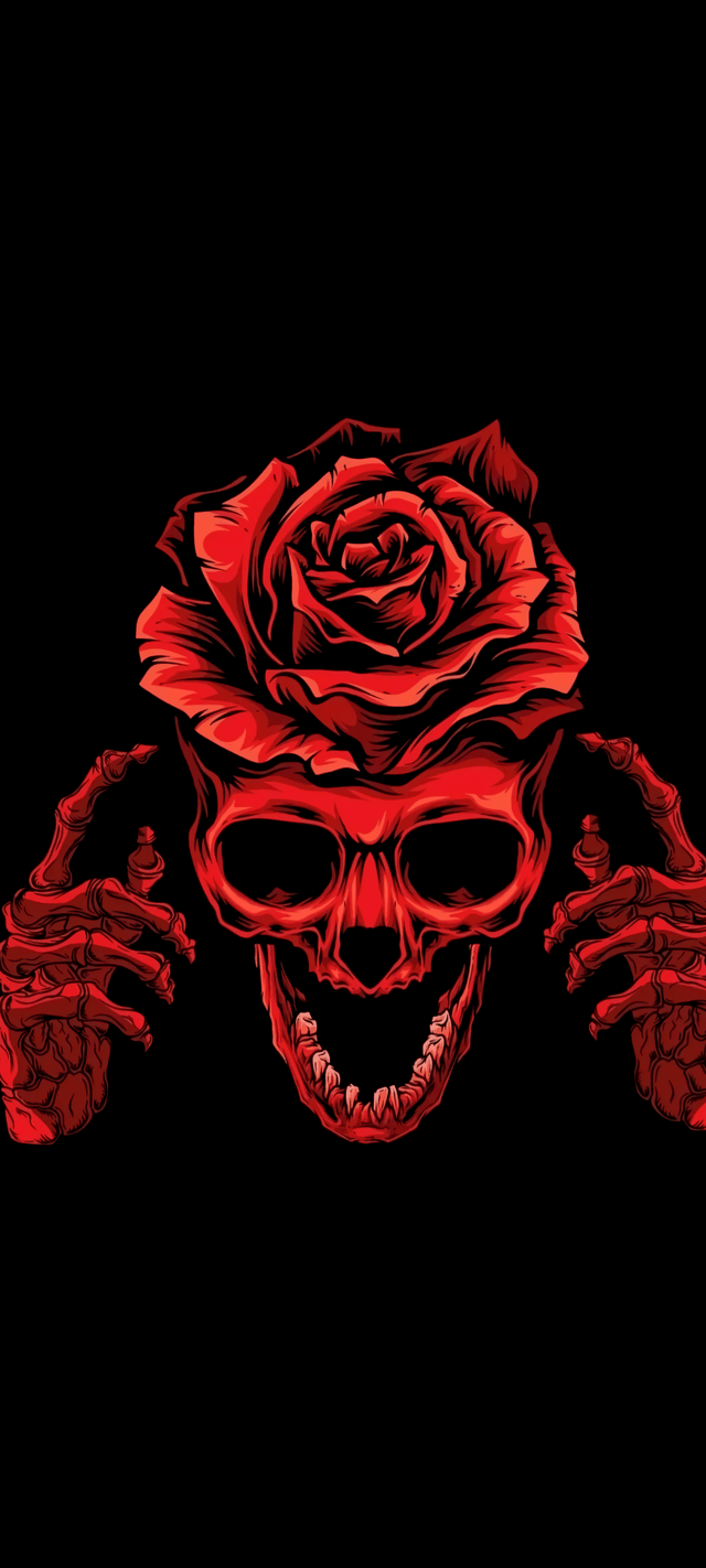Red Skull and Rose (1440x3200)
