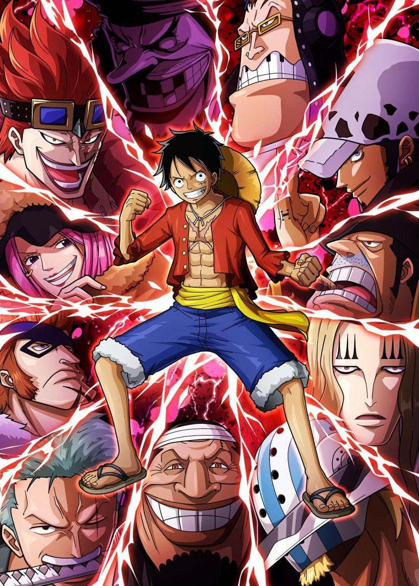One piece anime poster with many characters - One Piece