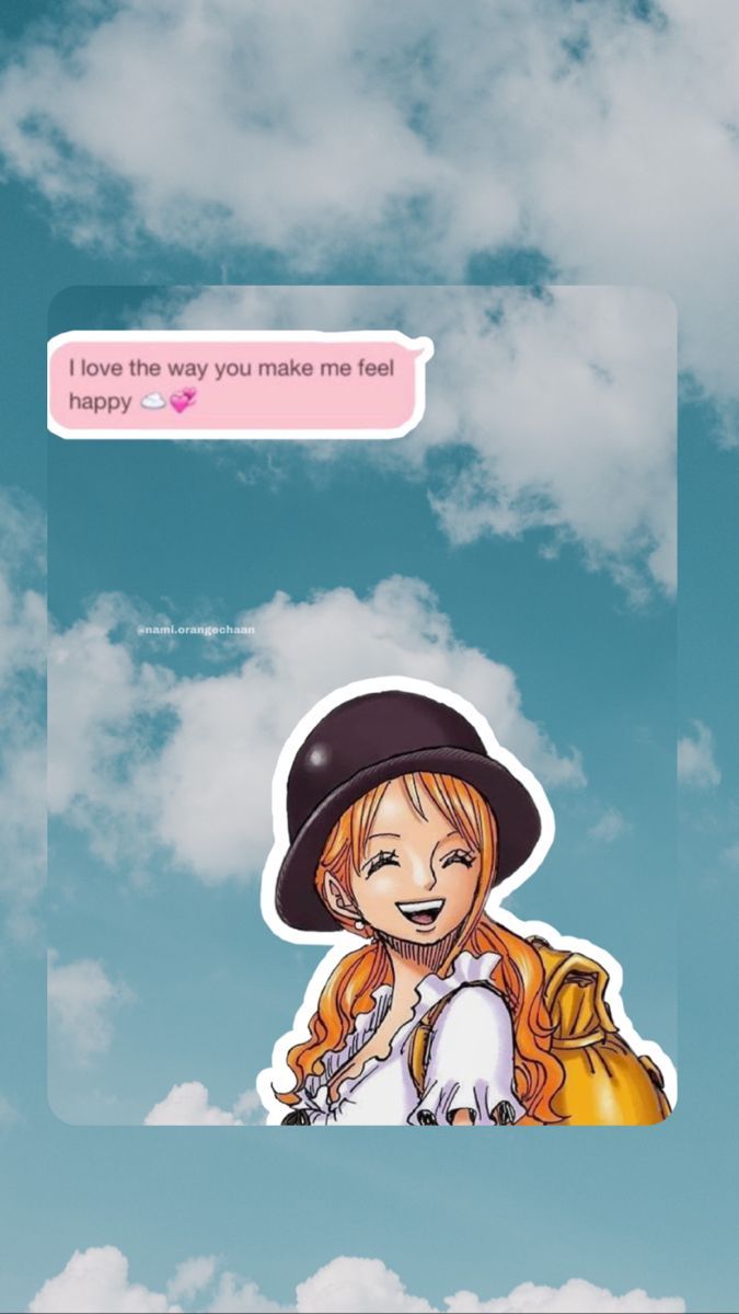An Instagram story with a sticker of a girl with a hat and a bag. - One Piece