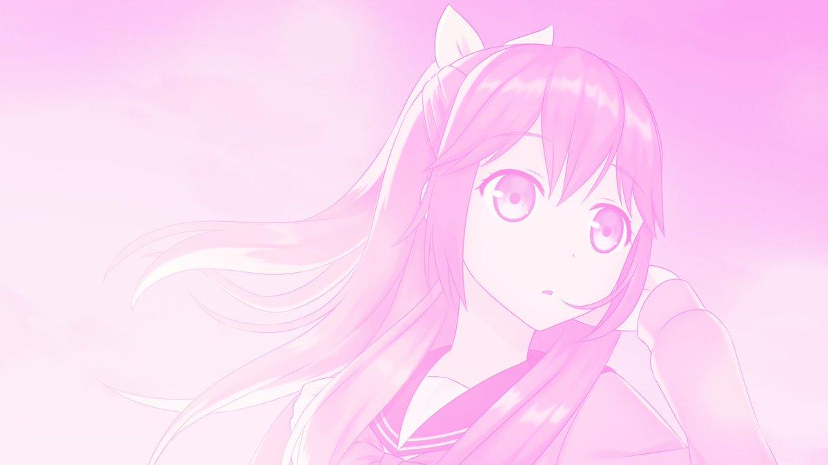 A pink haired girl with a ponytail and cat ears - Pink anime