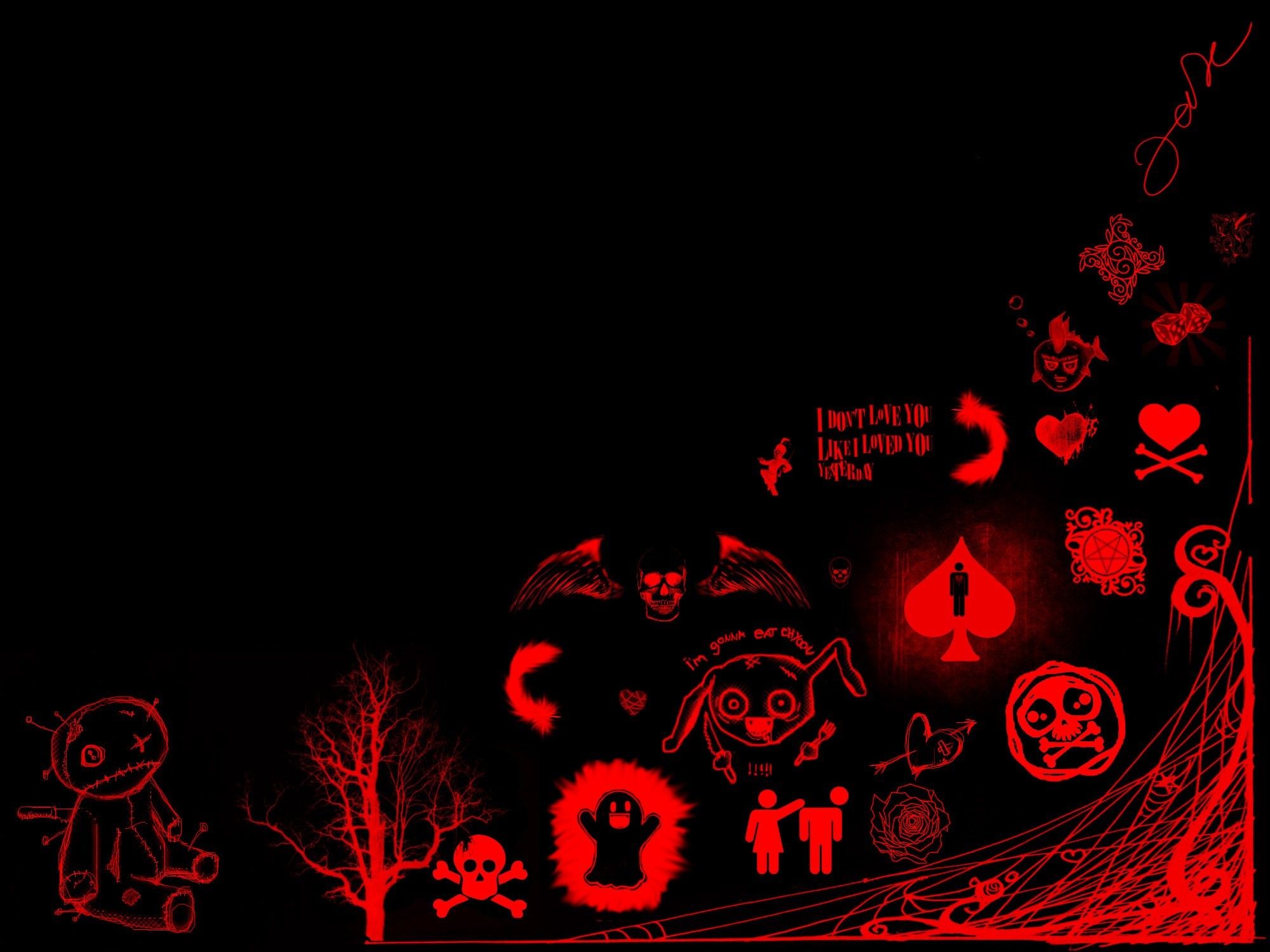 Black and red emo wallpaper with red symbols on a black background - Gothic, emo