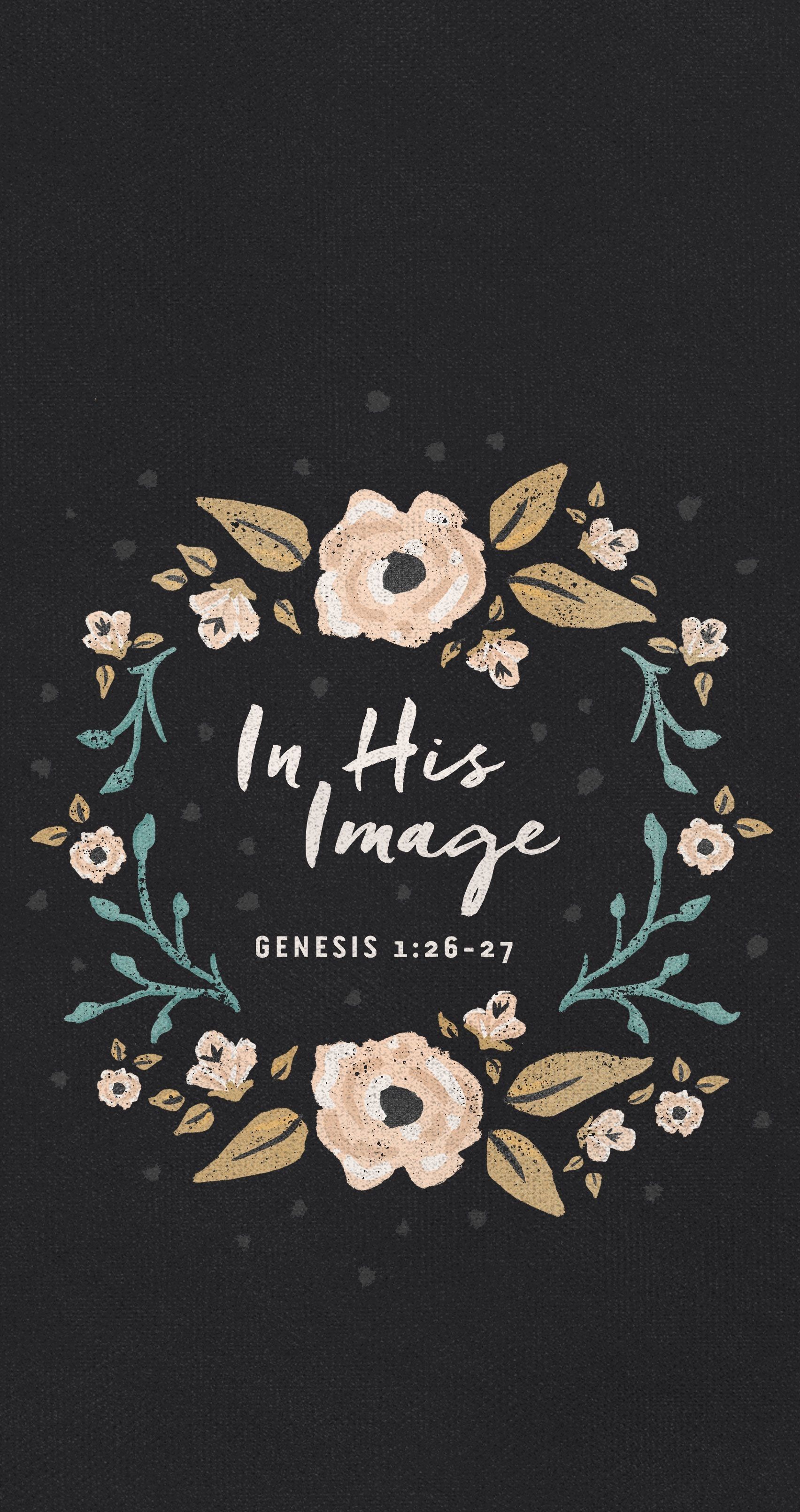 In this image - a black t shirt with flowers and the words, 'in his name' - Christian iPhone