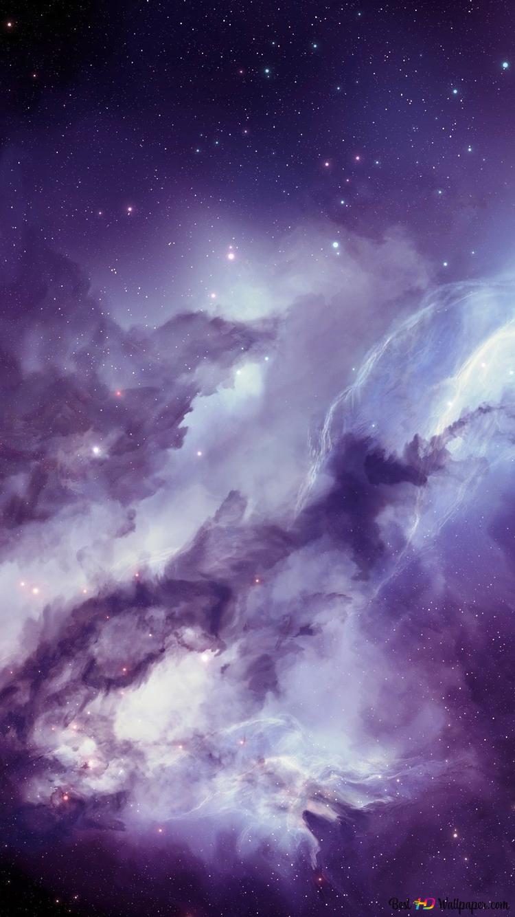 IPhone wallpaper of a purple nebula with stars in the background - Galaxy