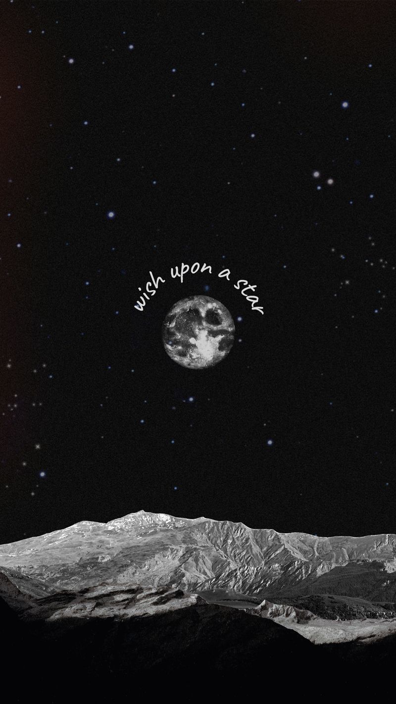 Aesthetic phone wallpaper of the moon and stars with the quote 