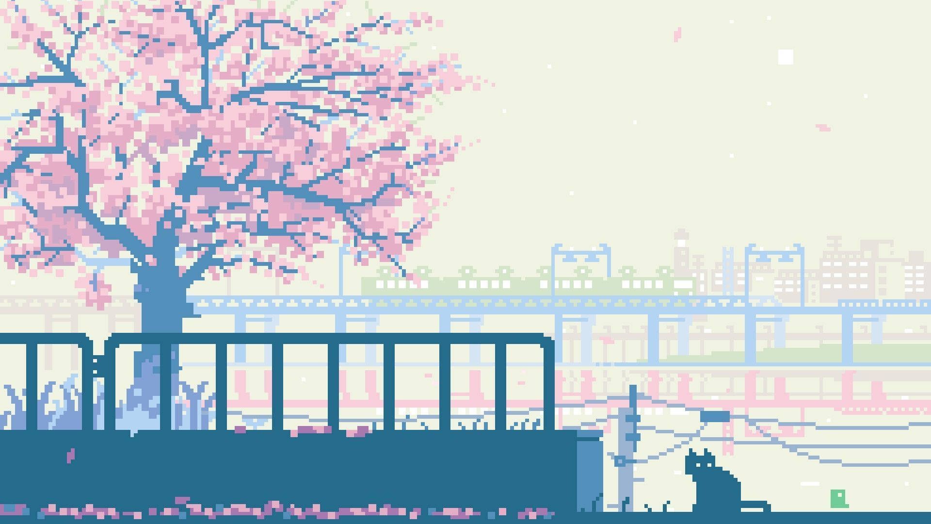 Download Japan Pink Aesthetic Pixel Art Wallpaper