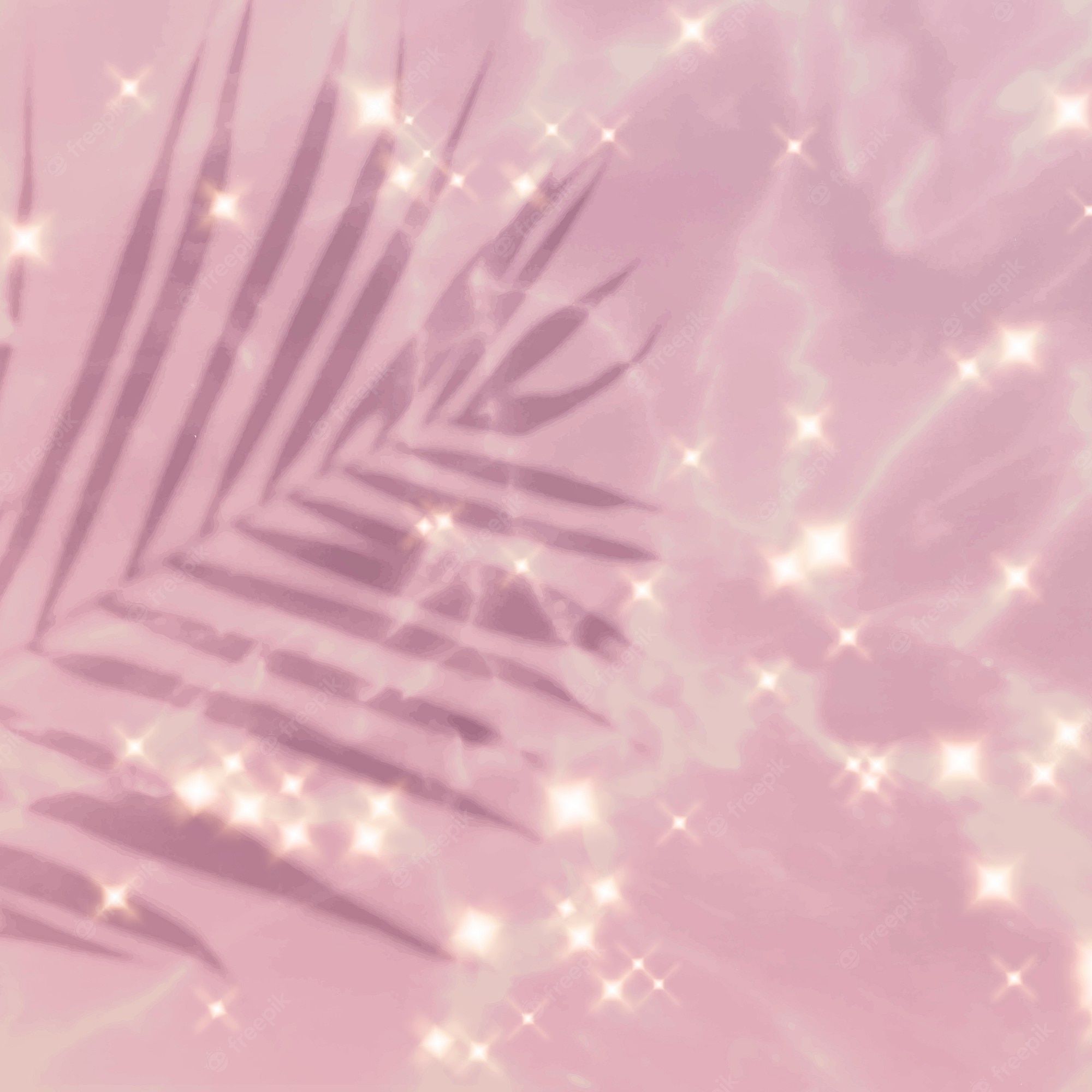A pink background with palm leaves and stars - Light pink, soft pink, pink, cute pink