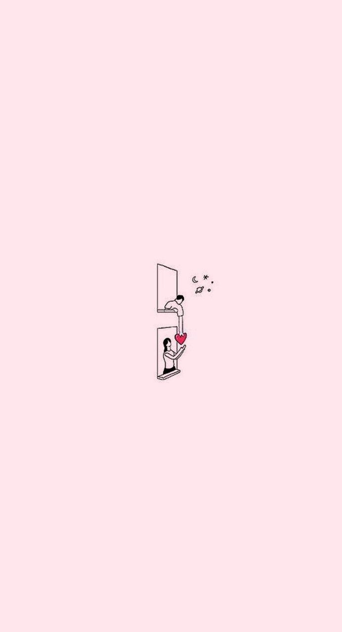 A minimalist pink phone wallpaper with a cartoon character playing the saxophone - Simple