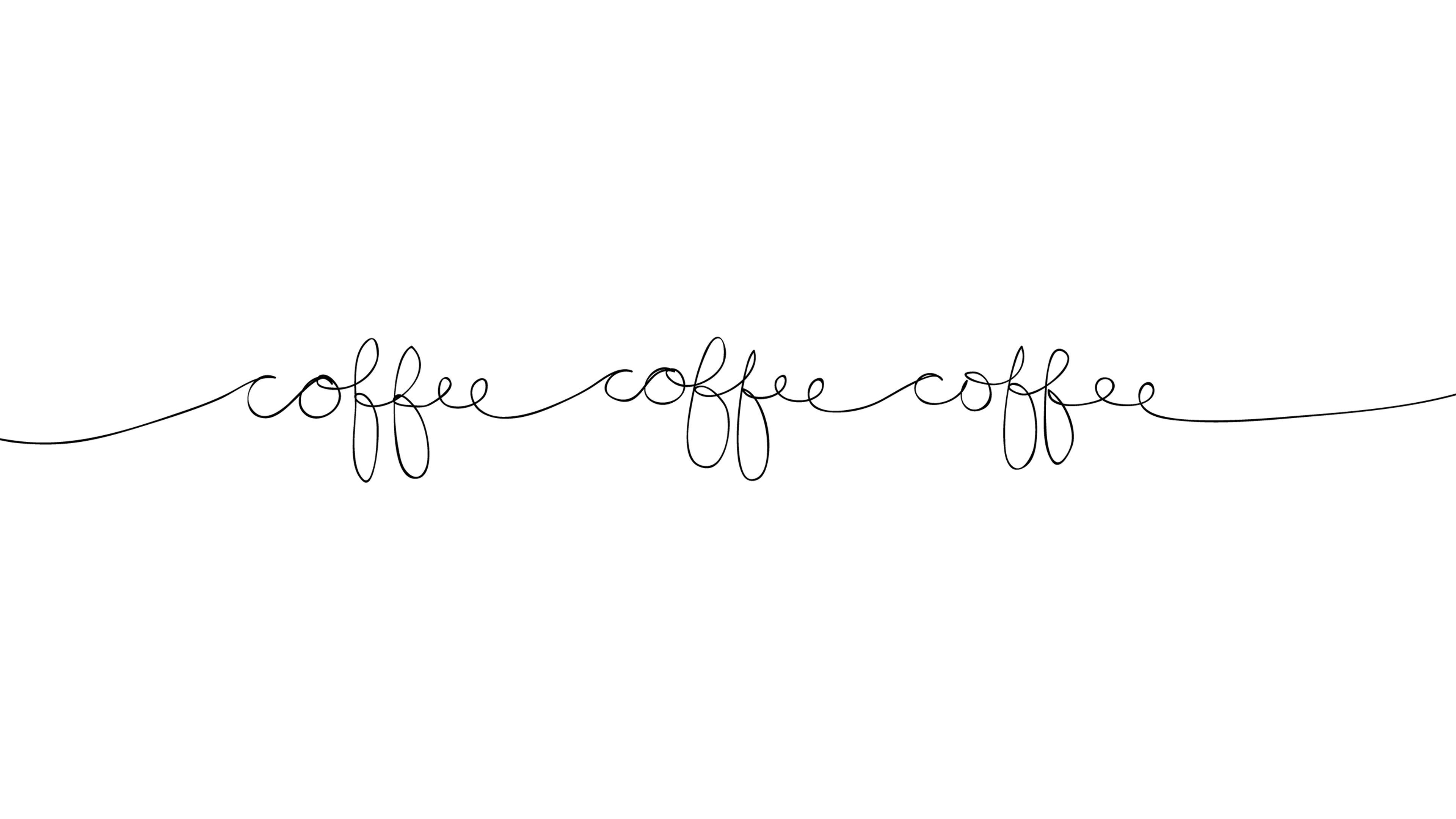A black and white drawing of coffee, tea - Simple