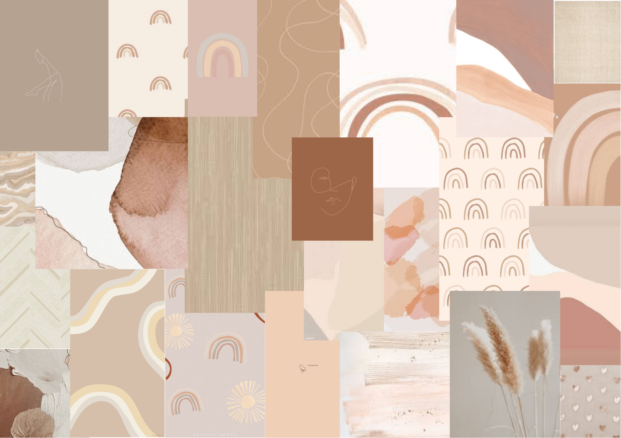 Neutral Tones Collage Wallpaper for Chromebook. Desktop wallpaper art, iPhone background wallpaper, Aesthetic desktop wallpaper