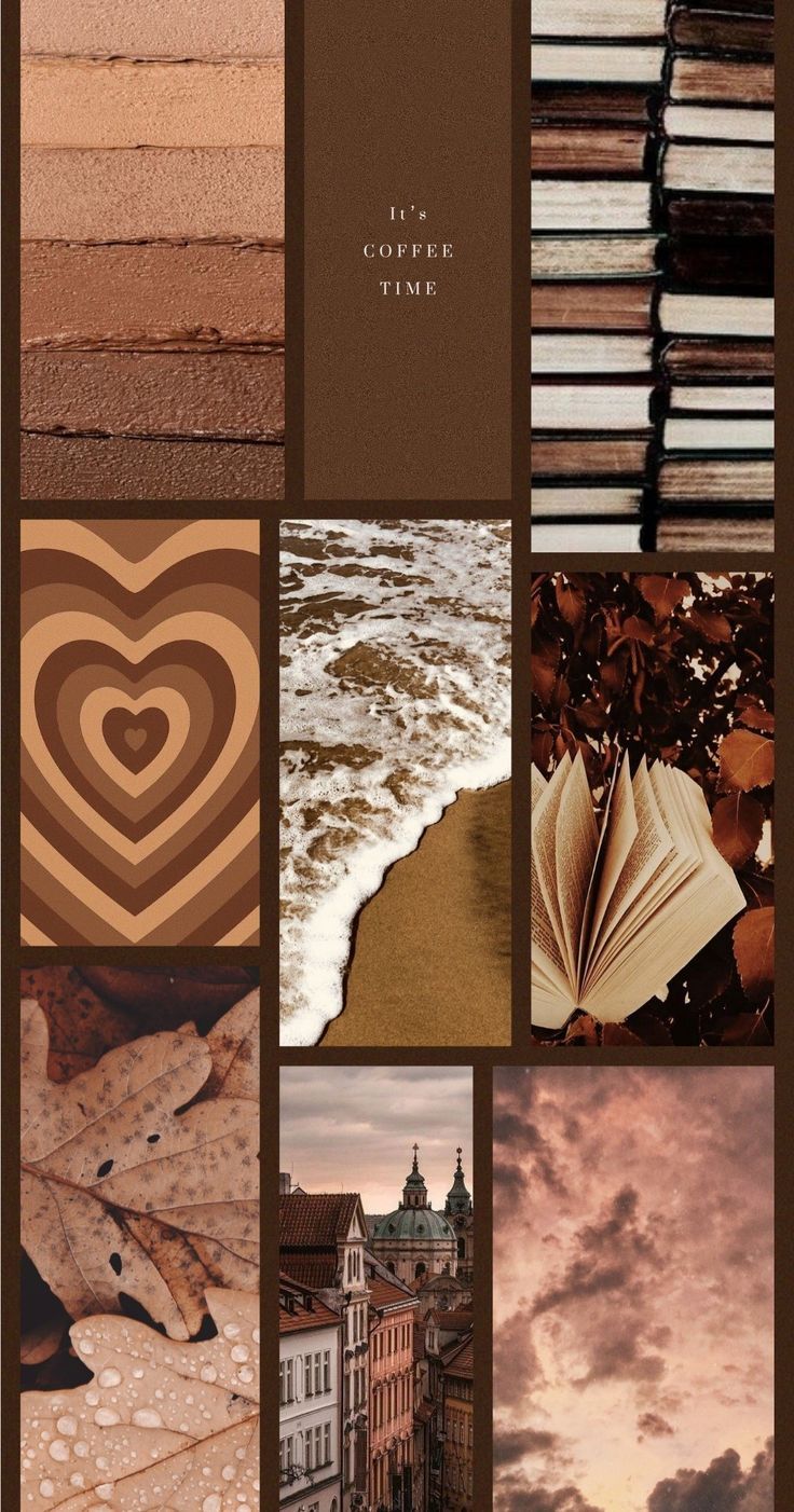 Aesthetic phone background collage with brown and tan colors - Brown