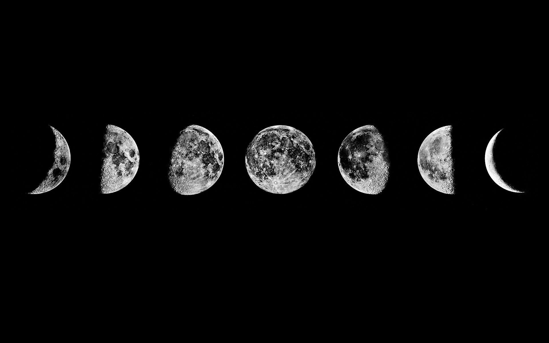 The phases of a moon in black and white - Moon