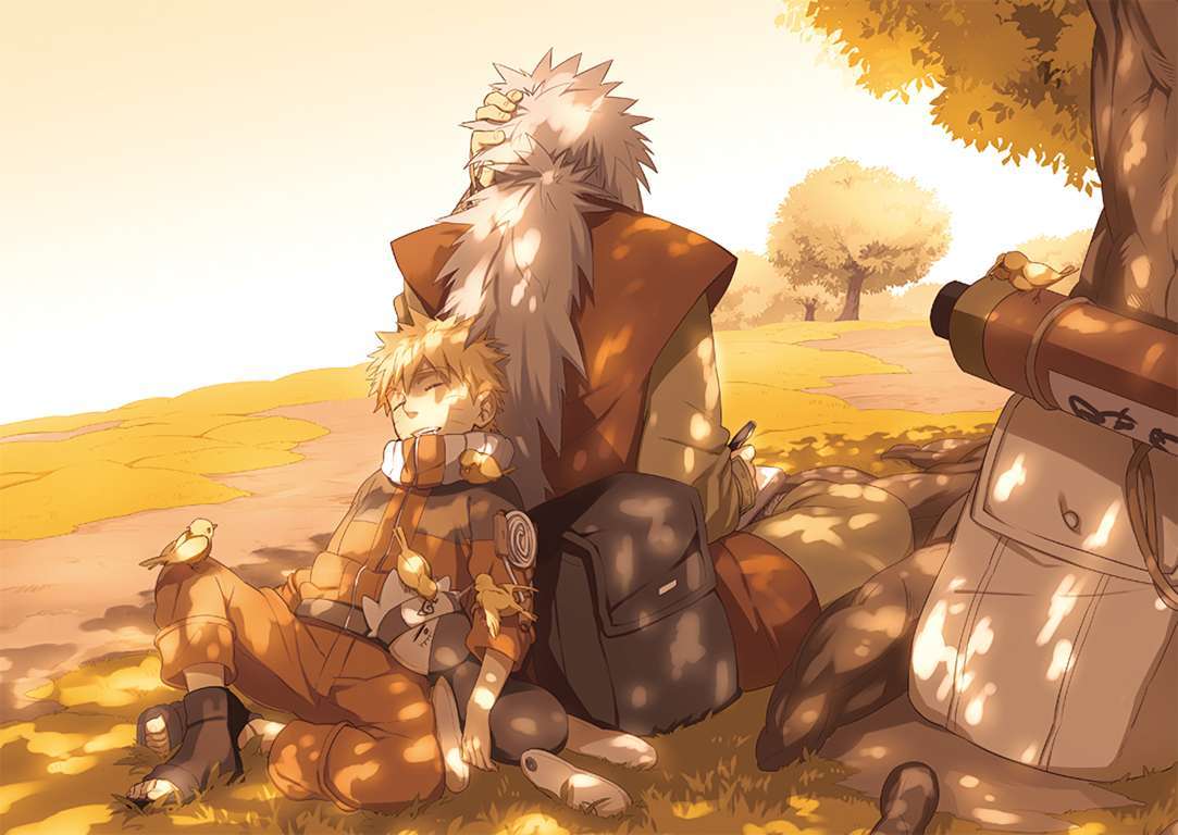 Anime, person and kakashi sitting in the grass - Naruto