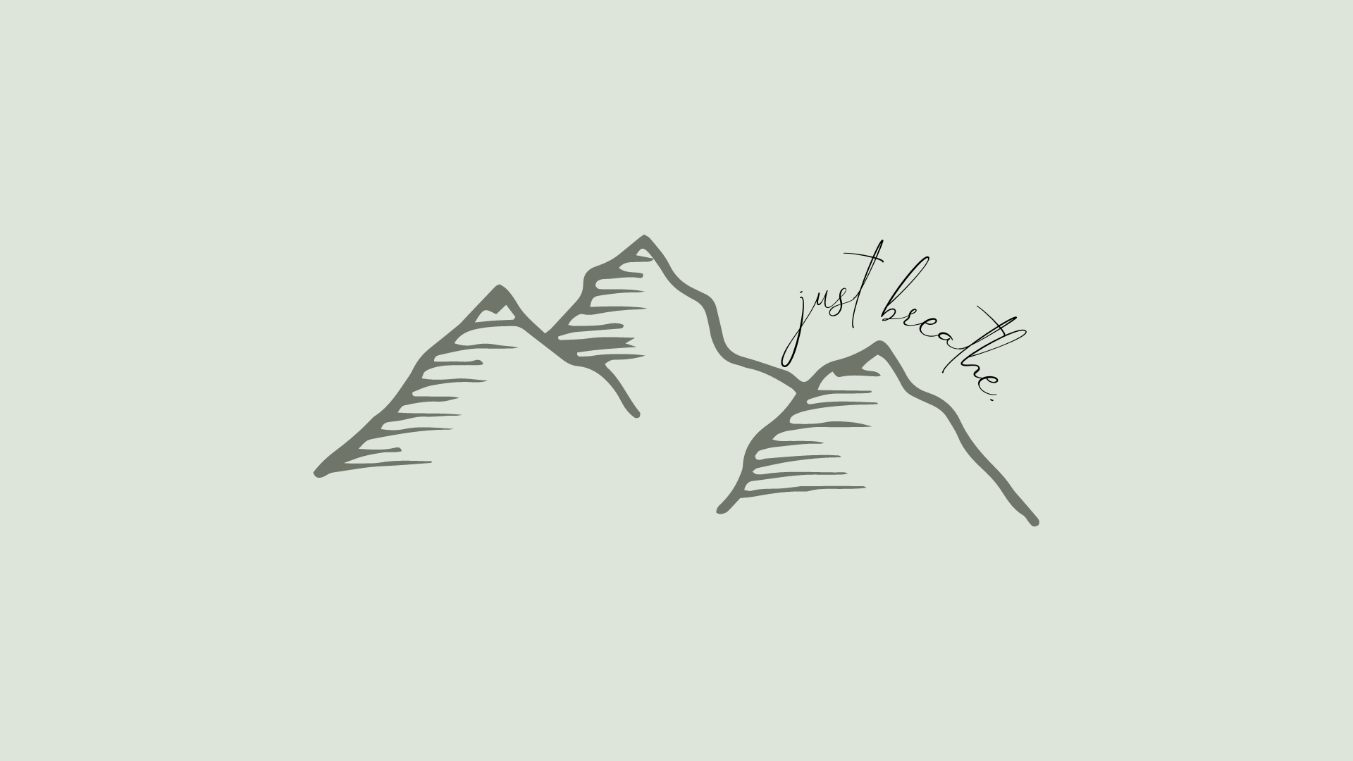 A simple illustration of three mountains with the words 