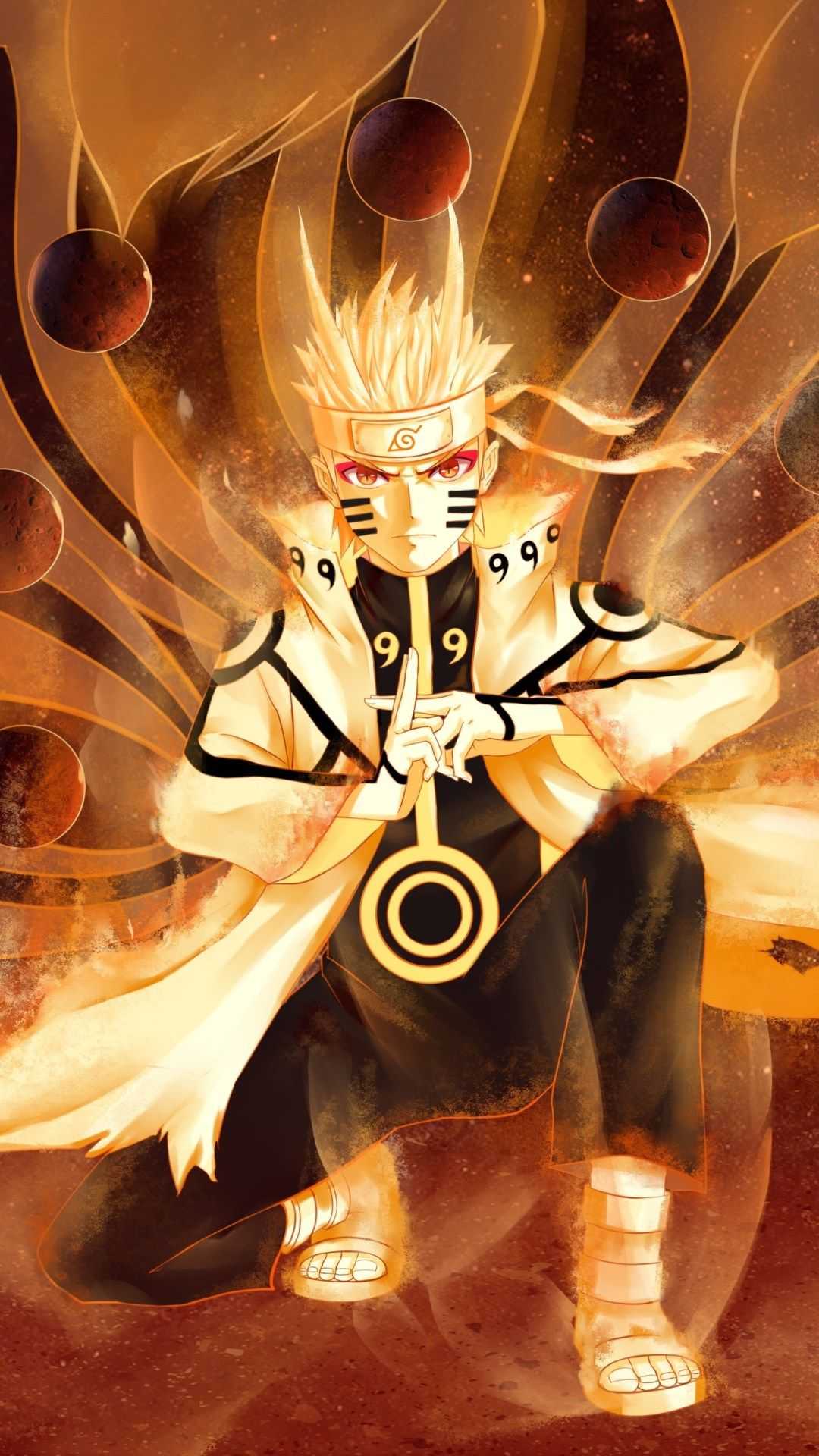 Anime character with a yellow and black background - Naruto