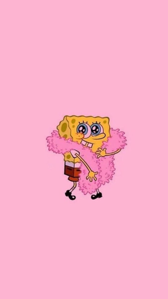 Wallpaper phone, pink background, spongebob squarepants, dancing, pink sweater - SpongeBob