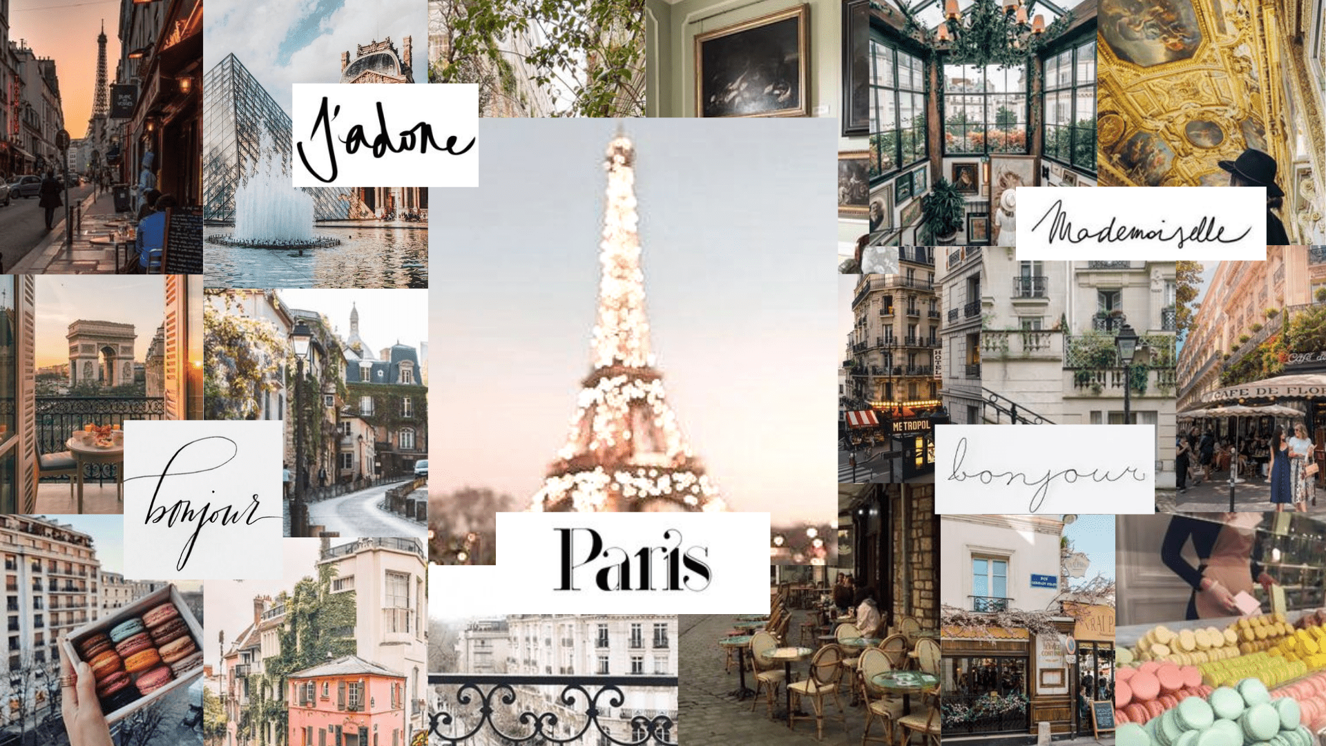 A collage of pictures with the words paris and other places - Paris