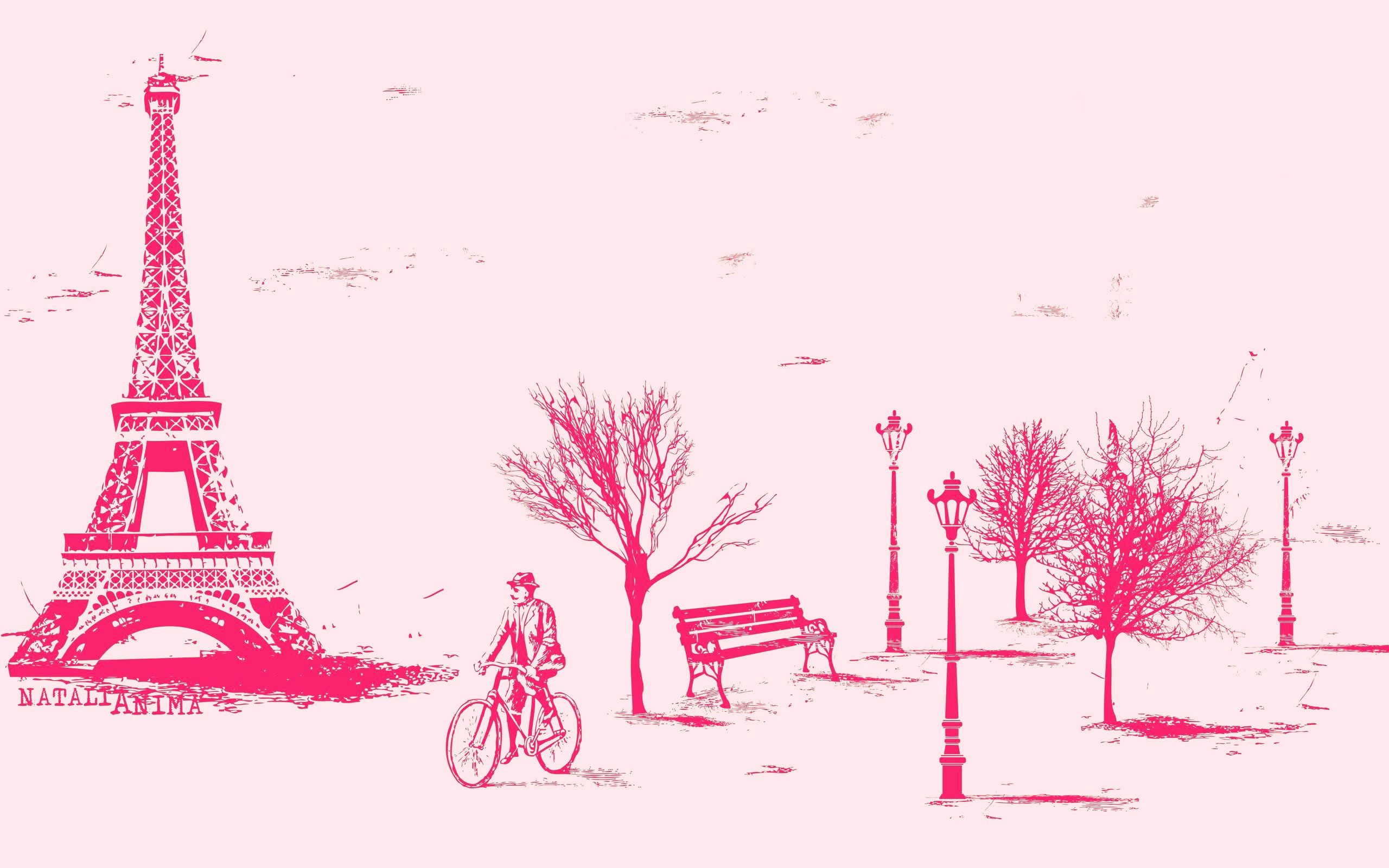 A pink drawing of the eiffel tower - Paris