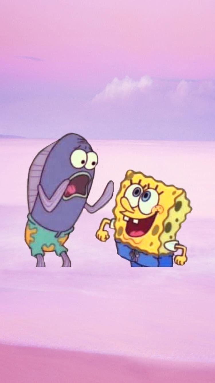Spongebob and patrick in a cartoon scene - Squidward, SpongeBob