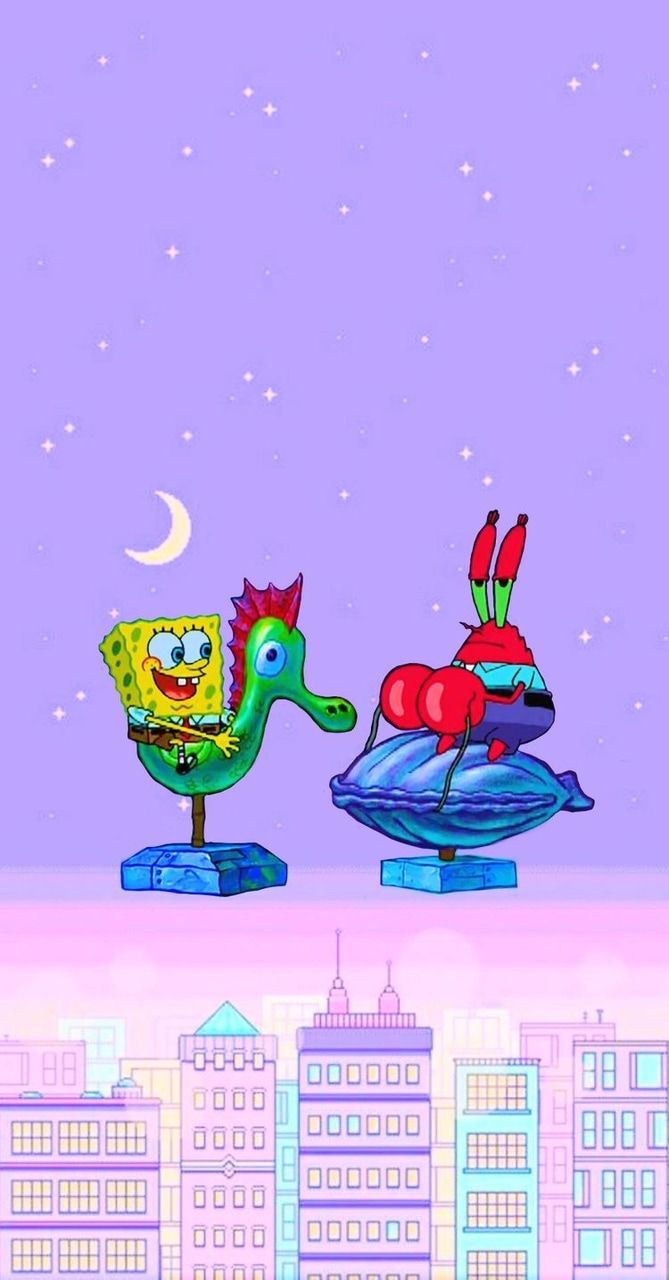 A cartoon of two birds on top - SpongeBob