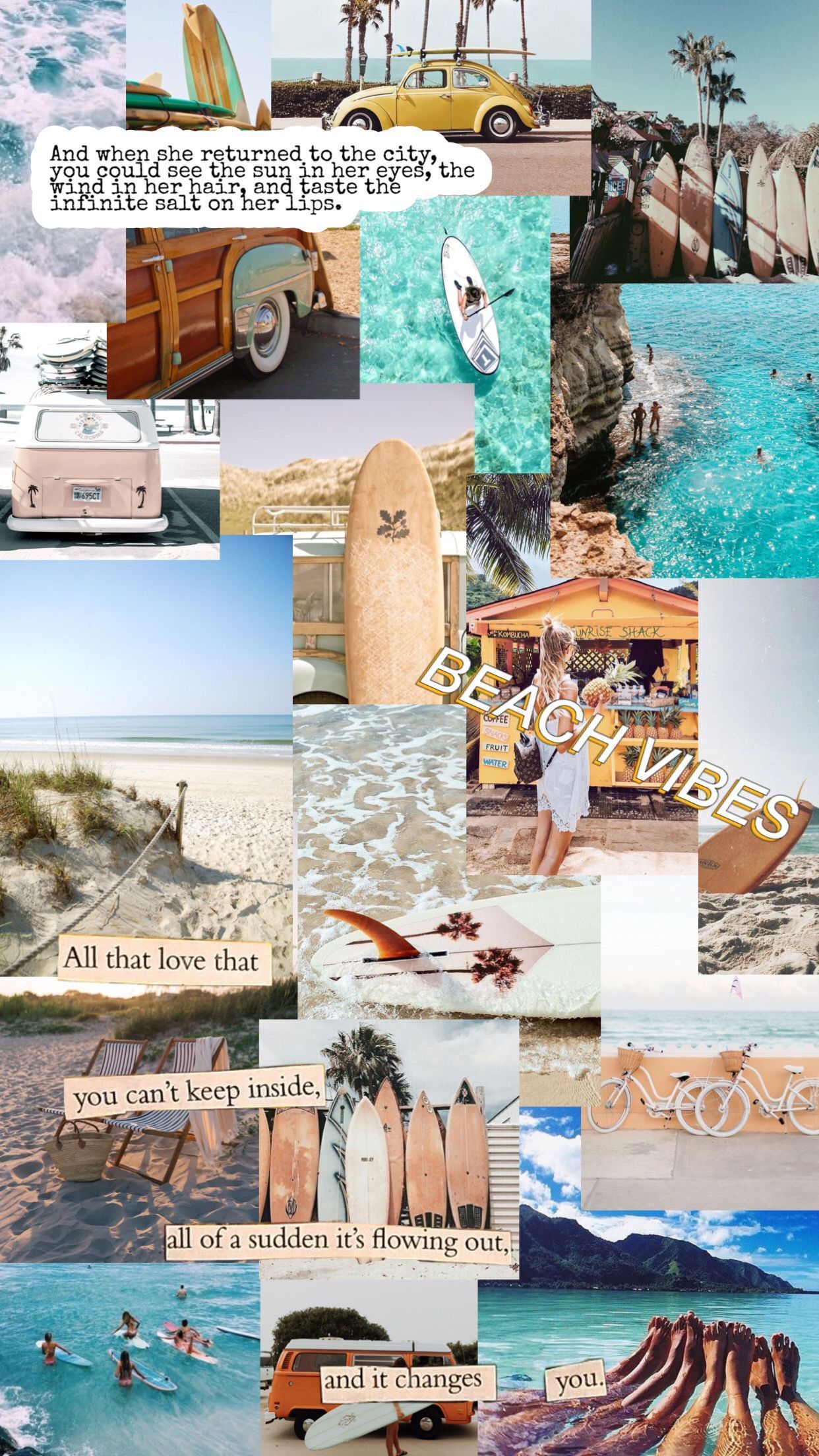 Beach Aesthetic Collage Wallpaper