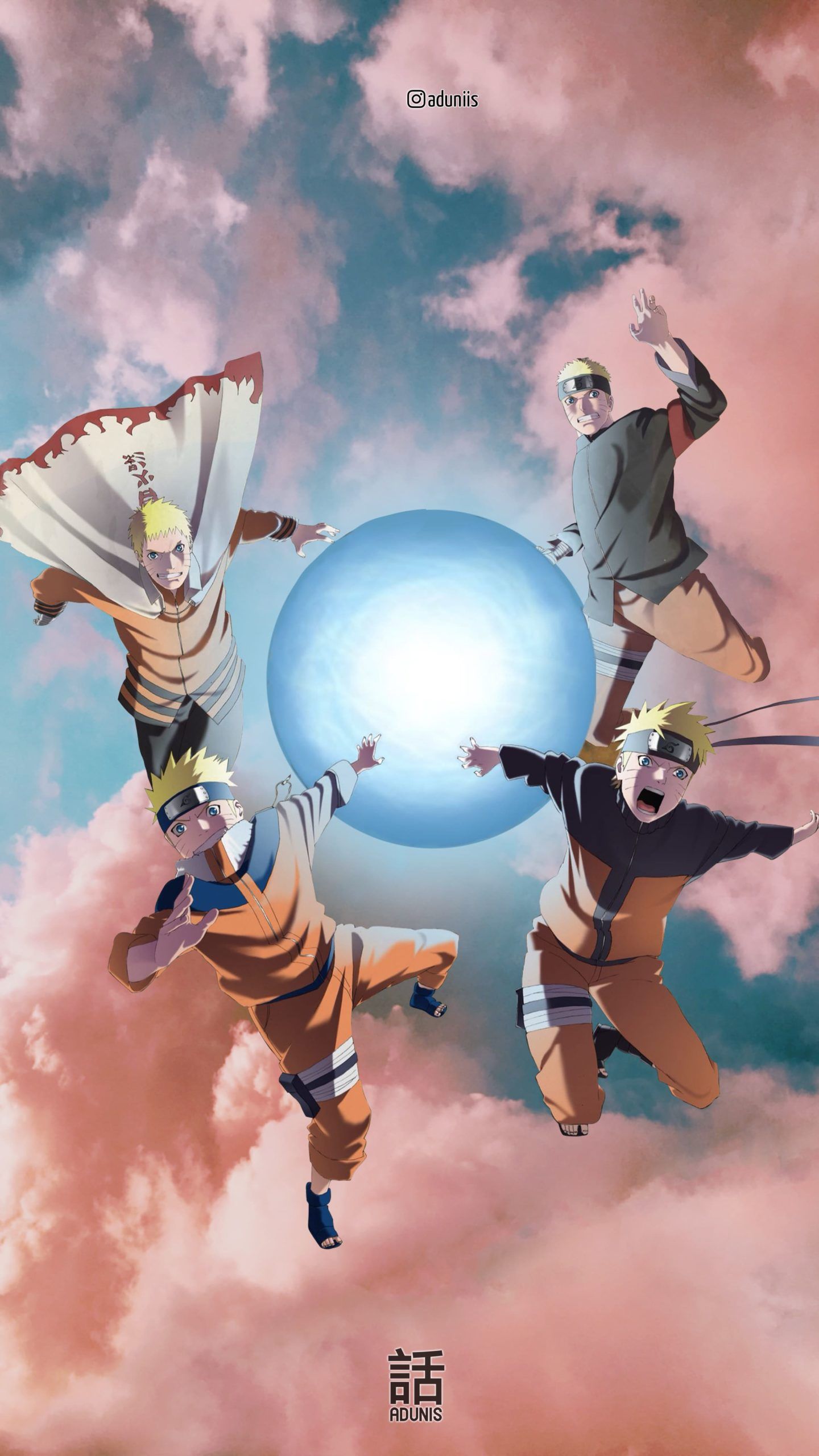 A poster of three people in the air - Naruto