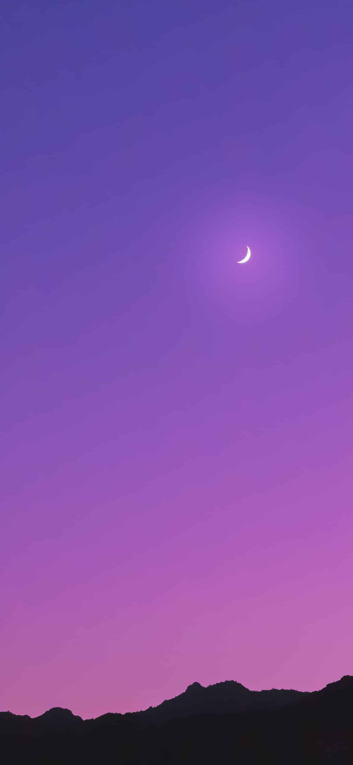 The moon and stars in a purple sky - Moon