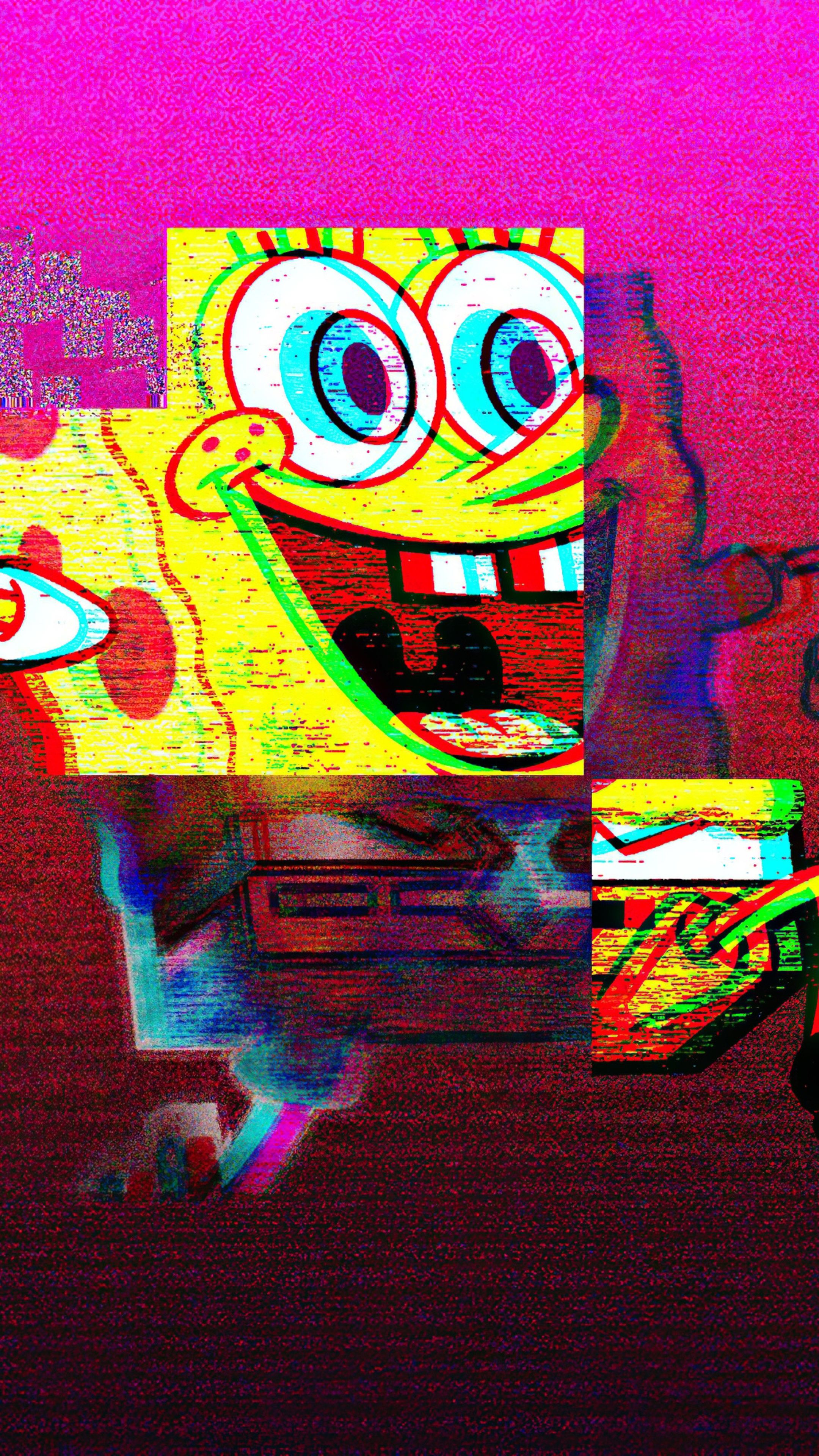 A sponge bob square pants character is holding up some food - SpongeBob, glitter
