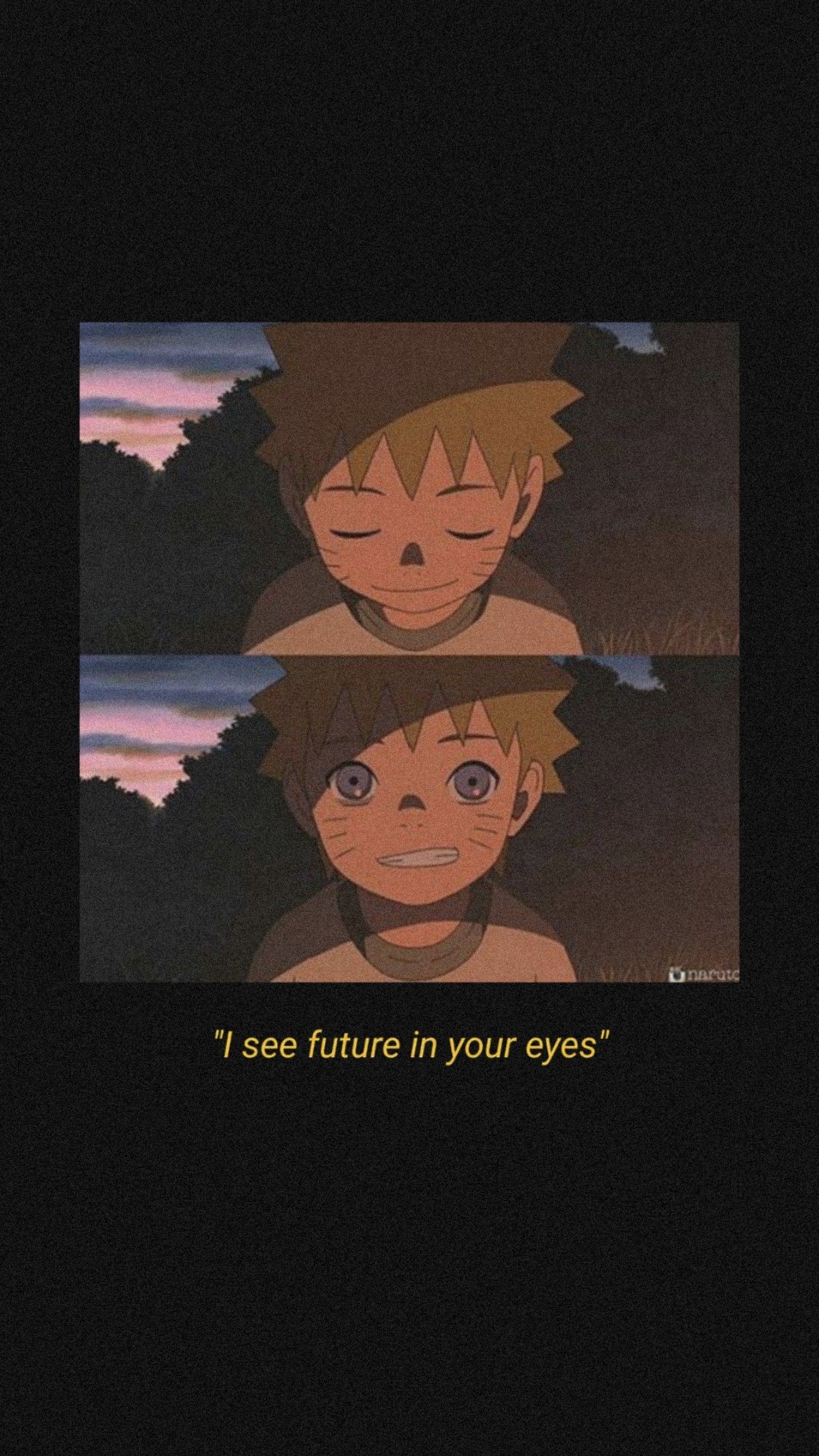 A picture of two boys looking at each other - Naruto