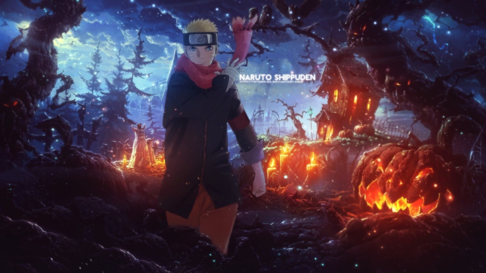 A man in an orange costume holding up his sword - Naruto