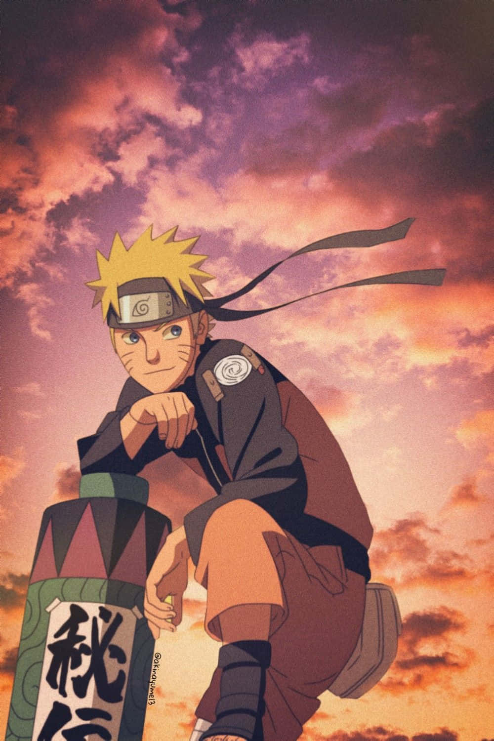 A man in anime style is sitting on top of something - Naruto