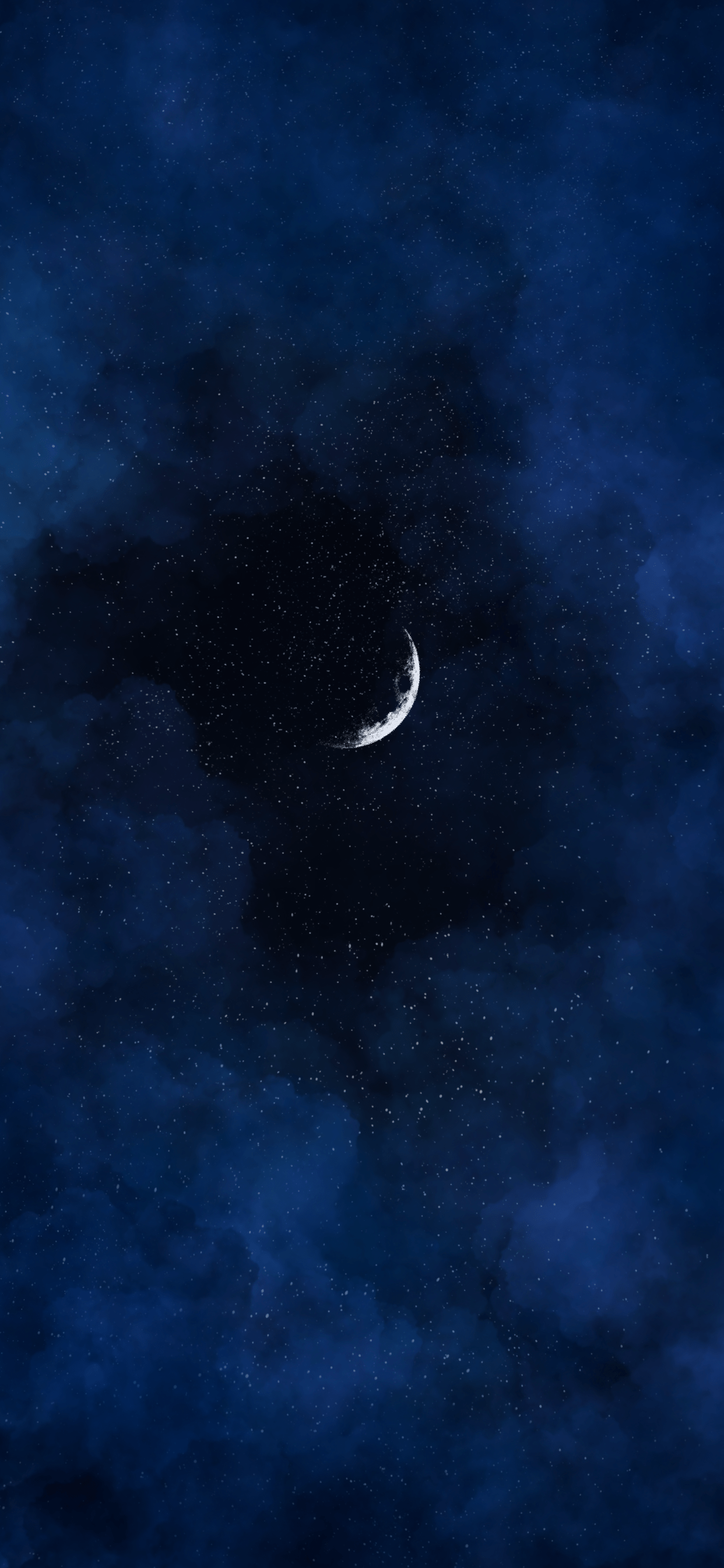 A crescent moon and stars in a dark blue sky - Moon