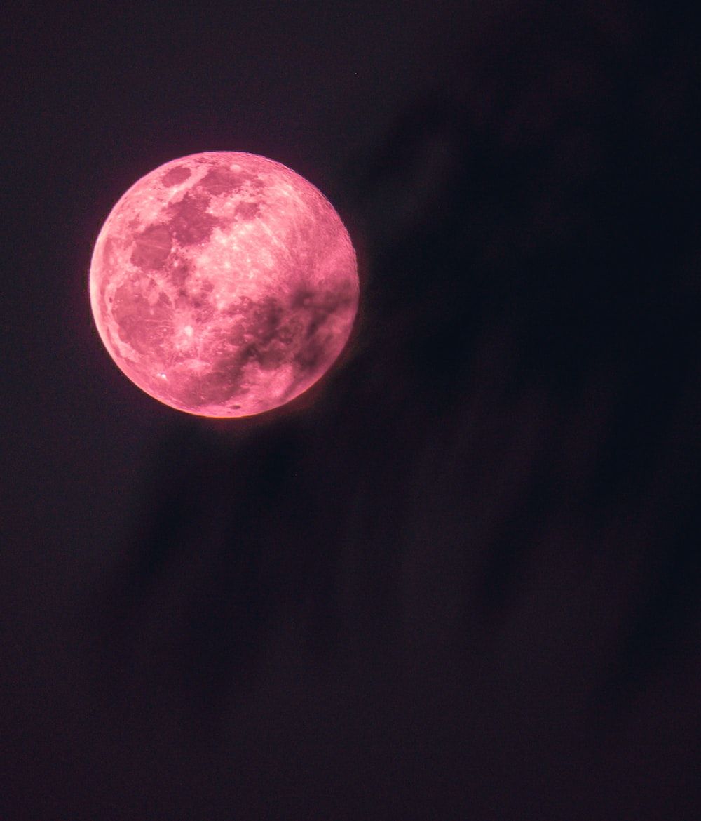 A pink moon is in the sky - Moon