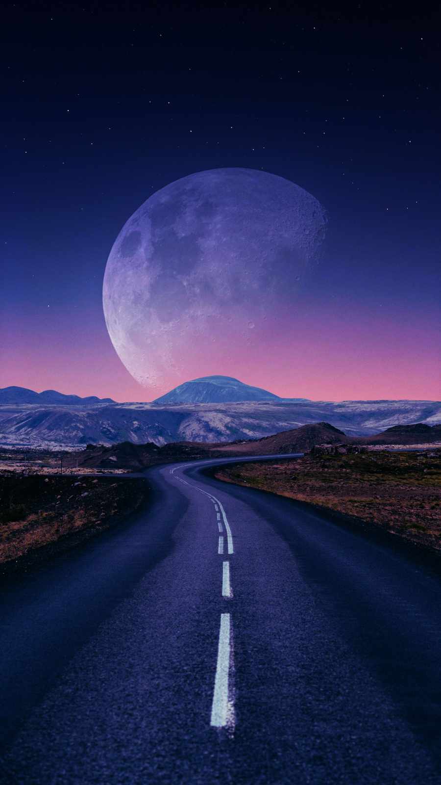 Road To Big Moon IPhone Wallpaper Wallpaper : iPhone Wallpaper