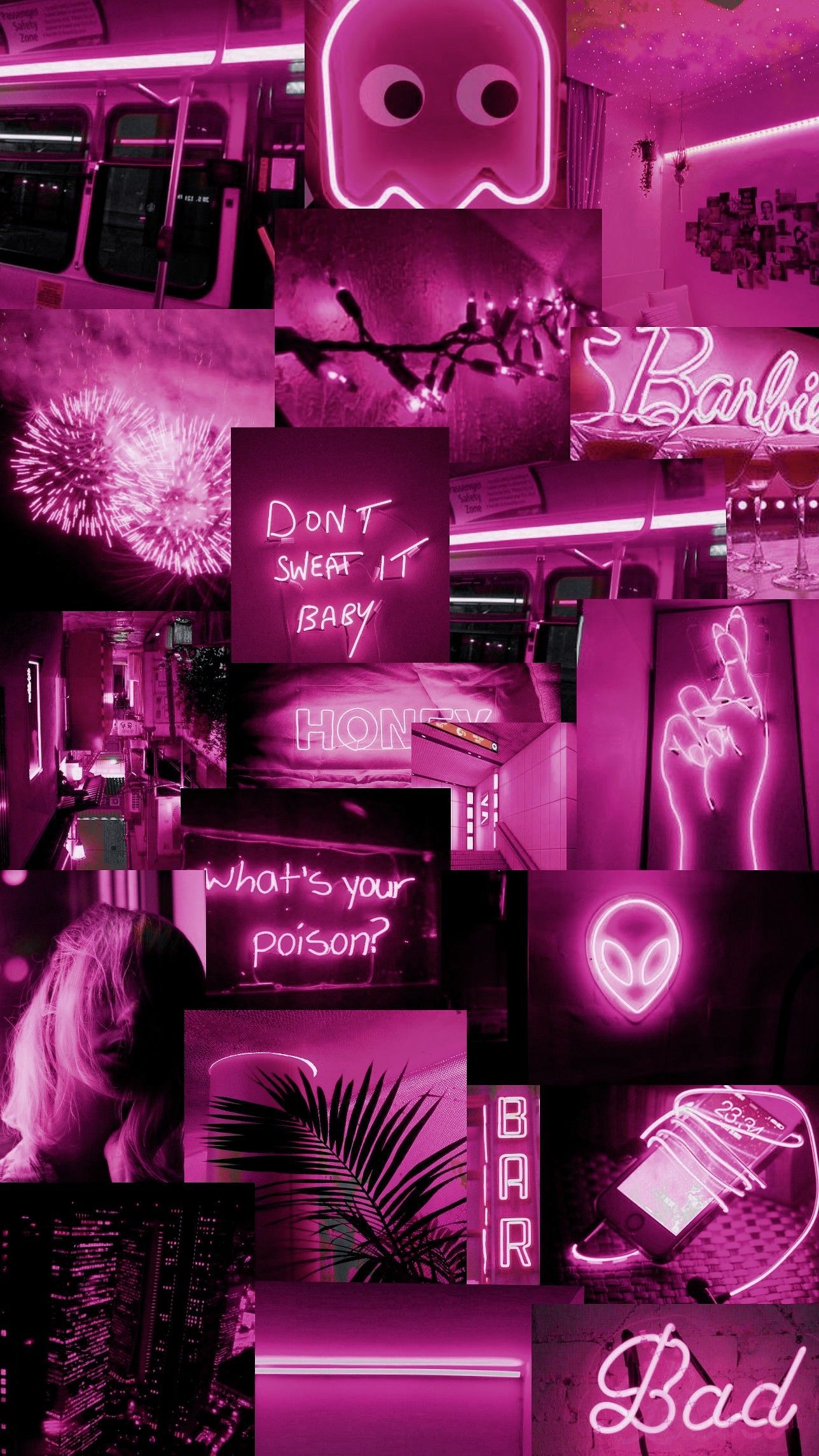A collage of pictures with neon lights - Neon, neon pink