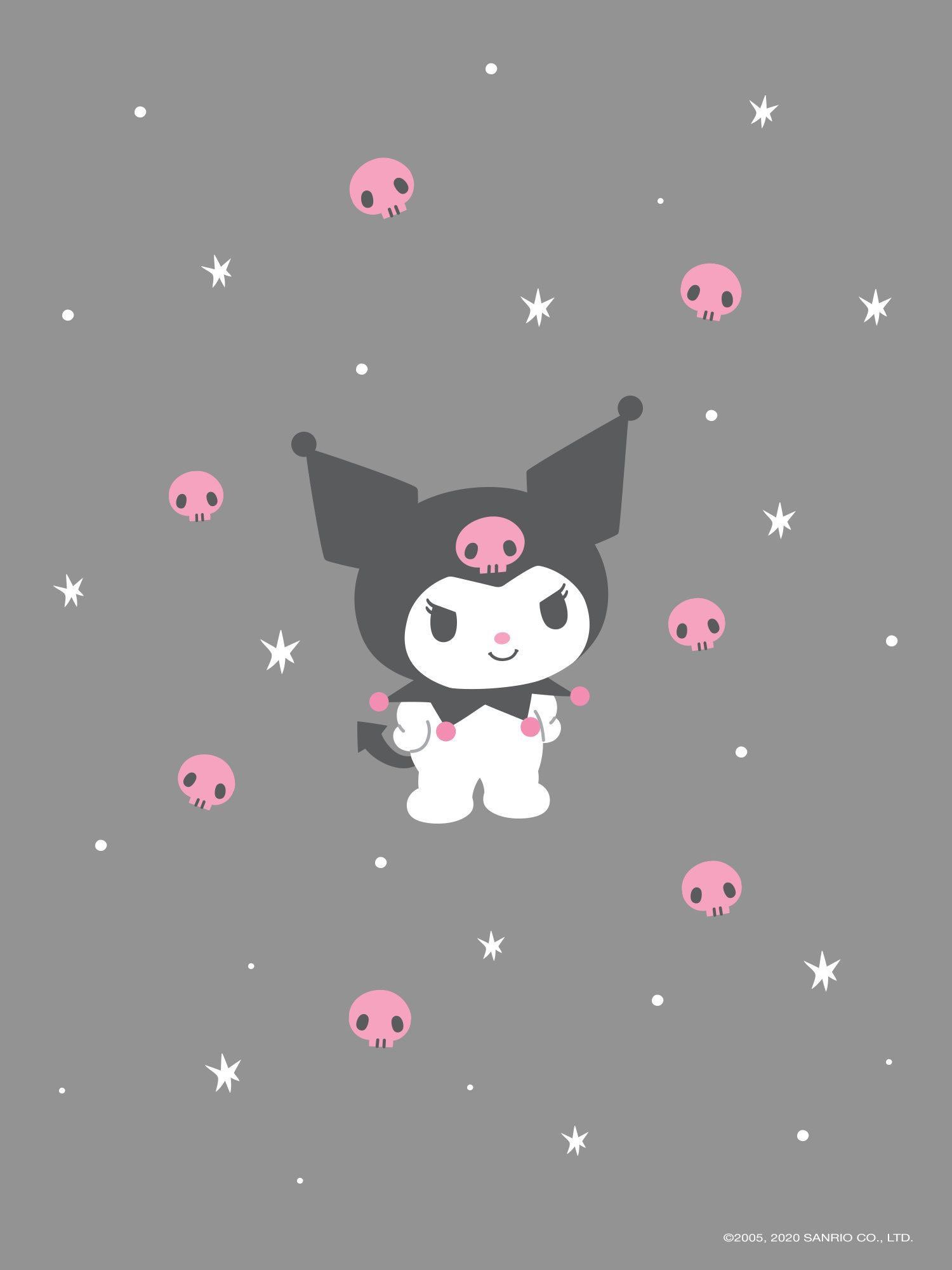 A cute little black and white cat with stars - Kuromi