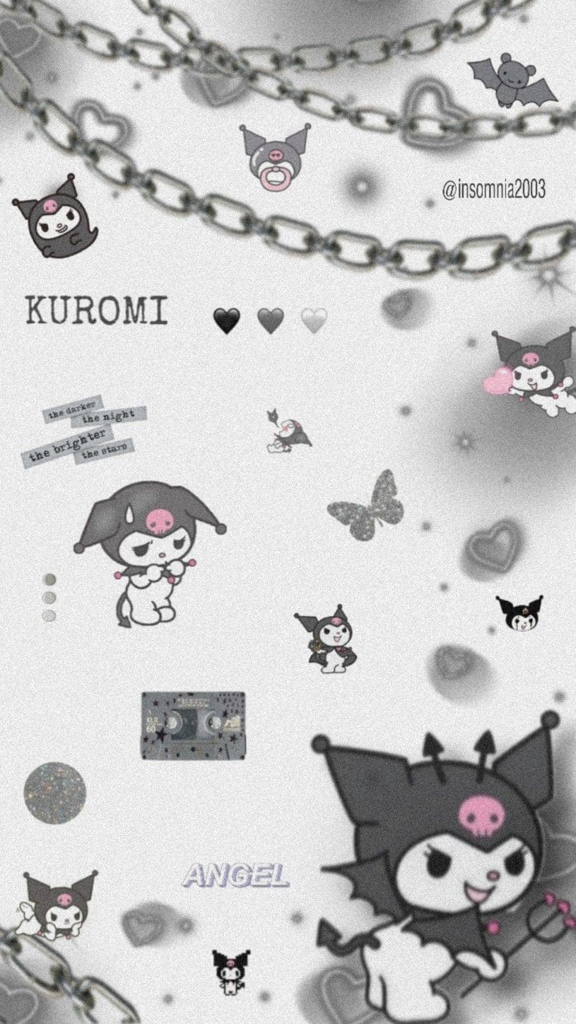 A picture of some cute kittens and chains - Kuromi
