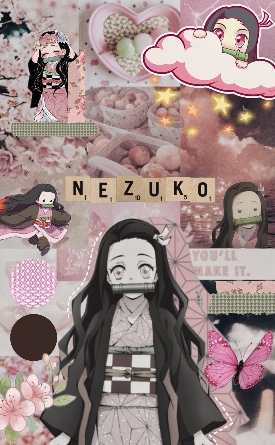 A collage of pictures with the word nezuko - Nezuko