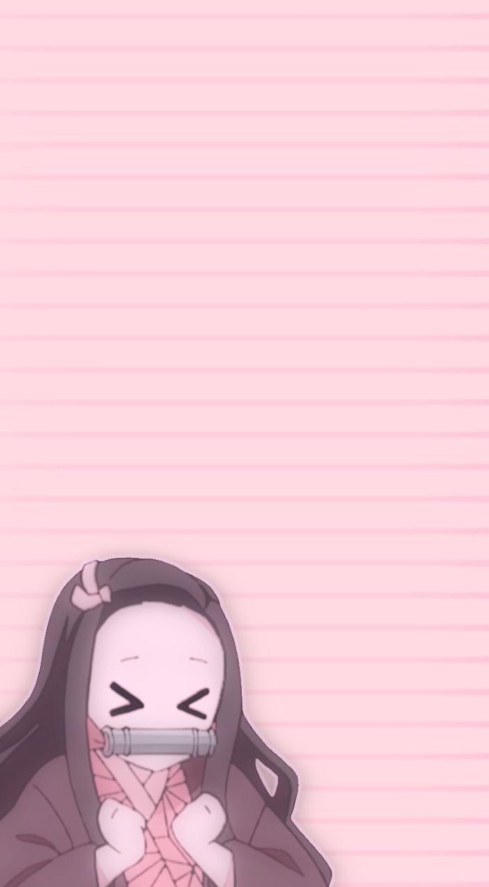 Pink background with Nezuko from Demon Slayer. - Nezuko