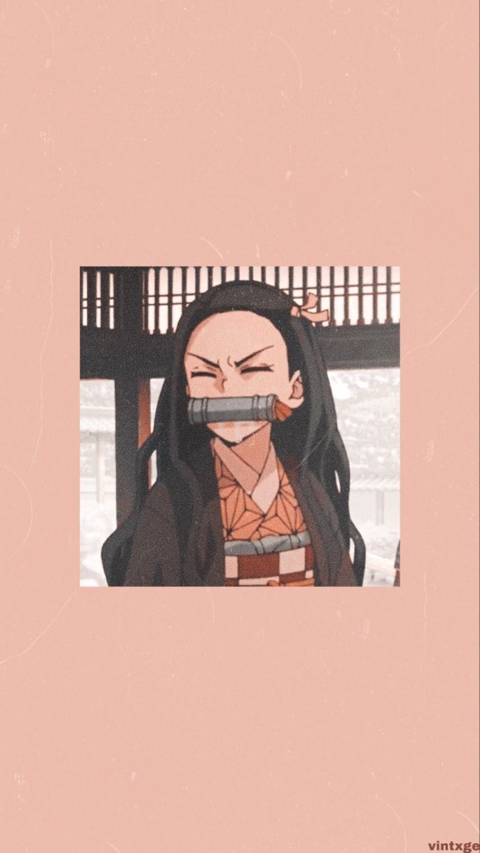 Aesthetic anime background with a picture of Tanjiro from Demon Slayer - Nezuko