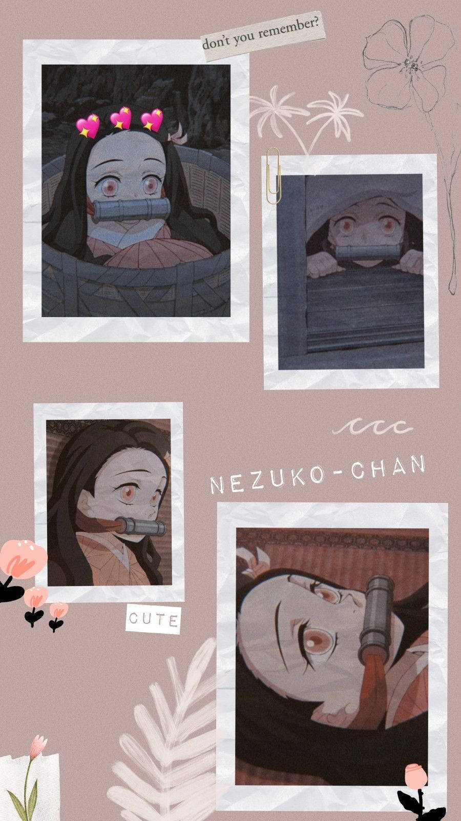 A collage of pictures with different characters - Nezuko