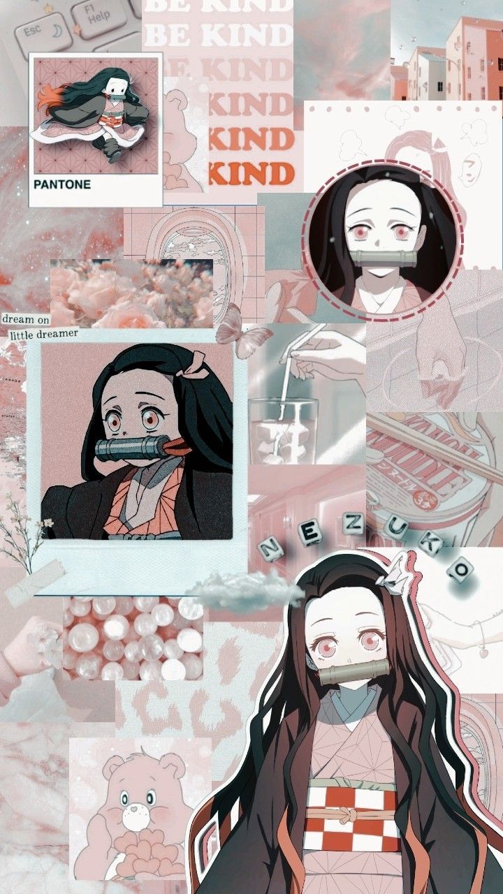 A collage of pictures with different images - Nezuko